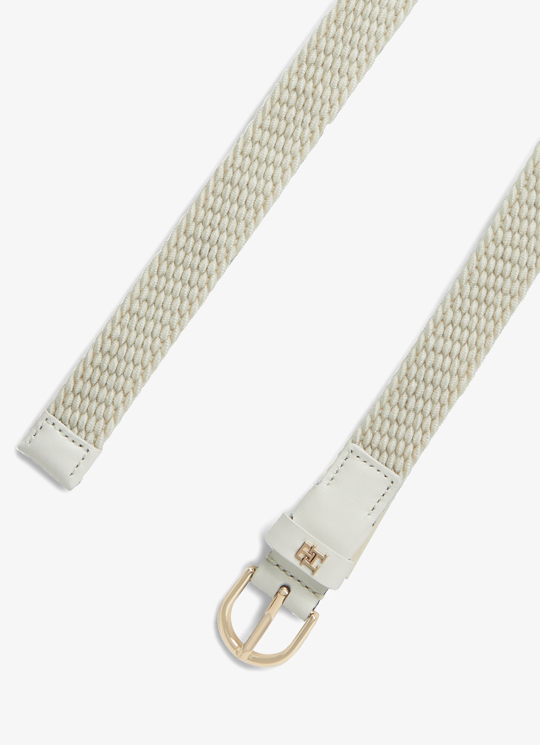 Tommy Hilfiger Essential Effortless 2.5 riem met gevlochten detail - detail creme