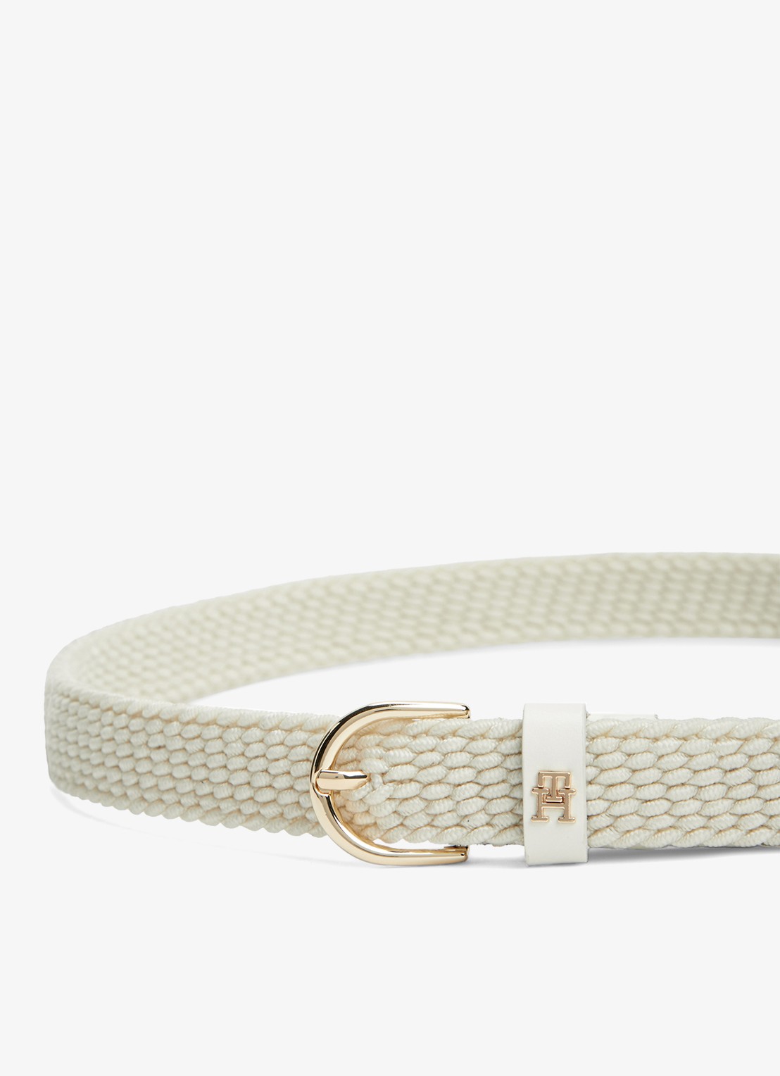 Tommy Hilfiger Essential Effortless 2.5 riem met gevlochten detail - voorkant 3 creme