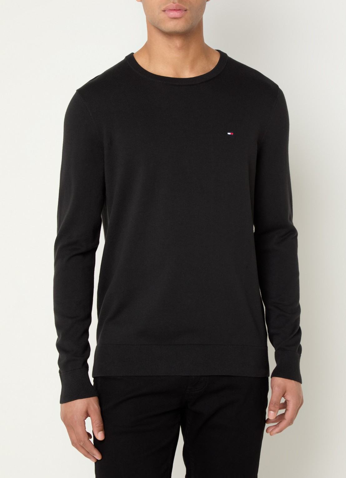 Tommy Hilfiger Essential fijngebreide pullover met logo - detail 4 zwart