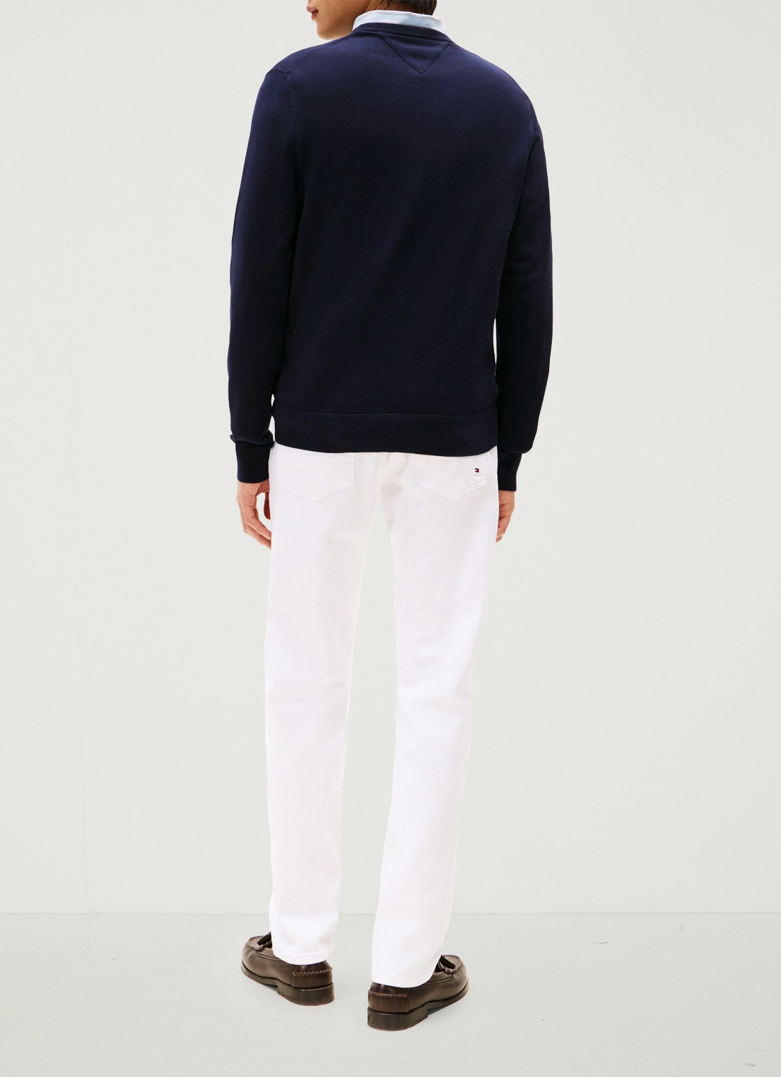 Tommy Hilfiger Essential fijngebreide pullover met logo - achterkant 8 blauw