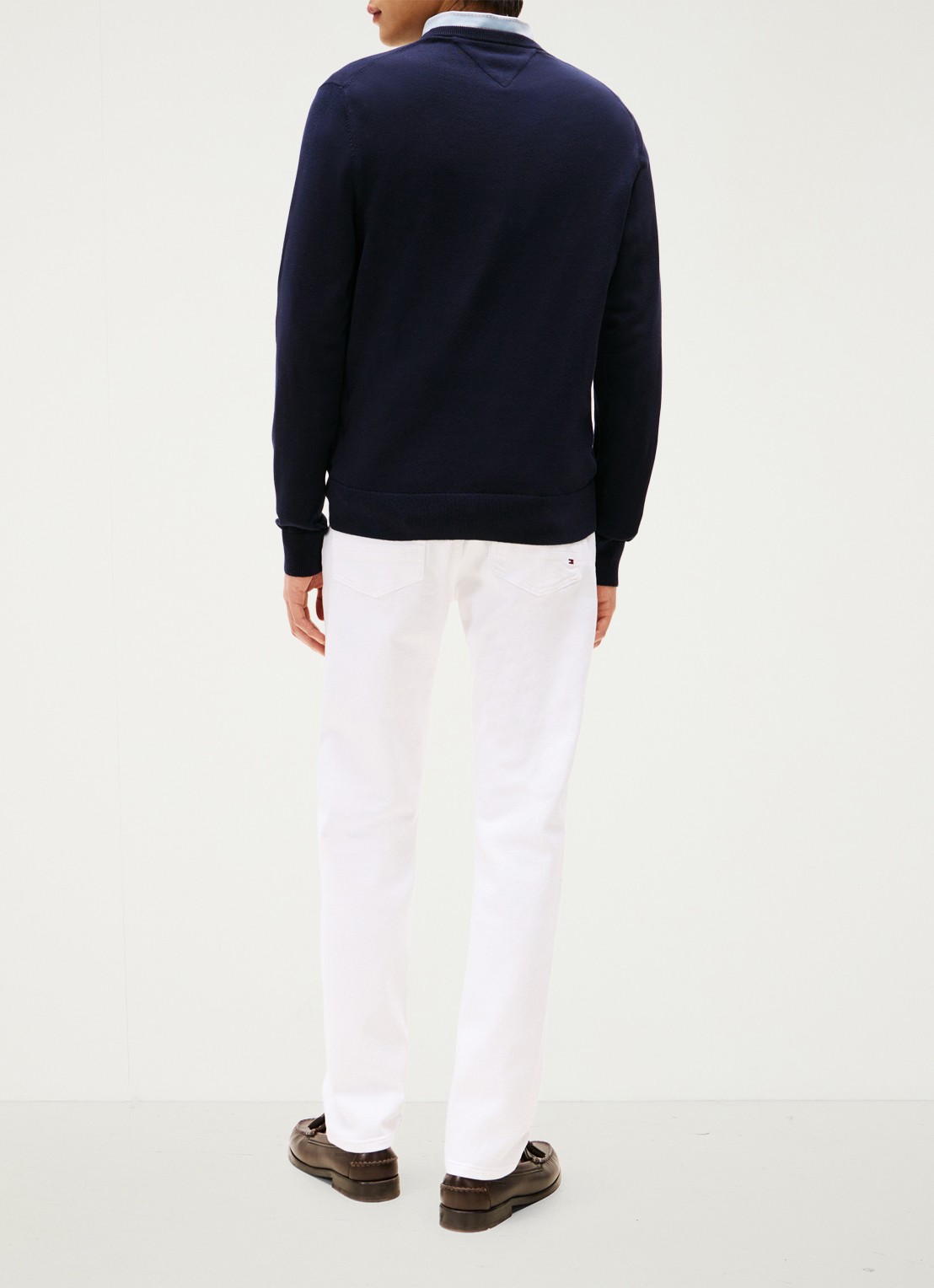 Tommy Hilfiger Essential fijngebreide pullover met logo - achterkant 9 blauw