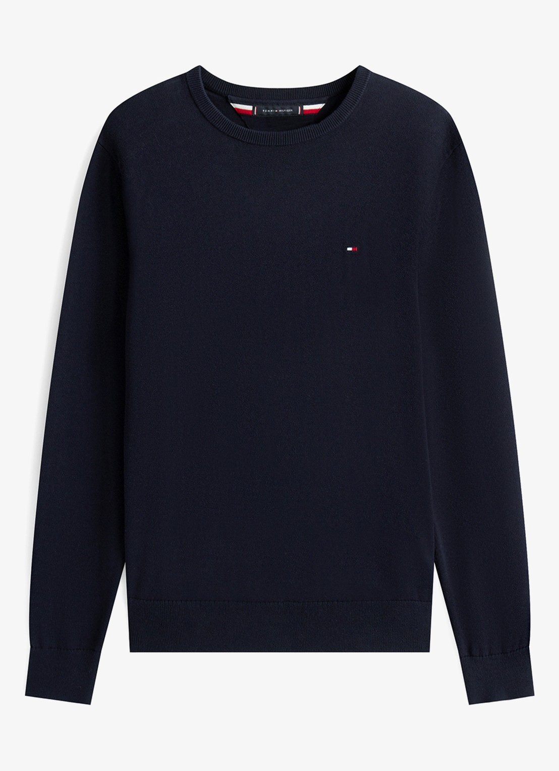 Tommy Hilfiger Essential fijngebreide pullover met logo - voorkant 3 blauw