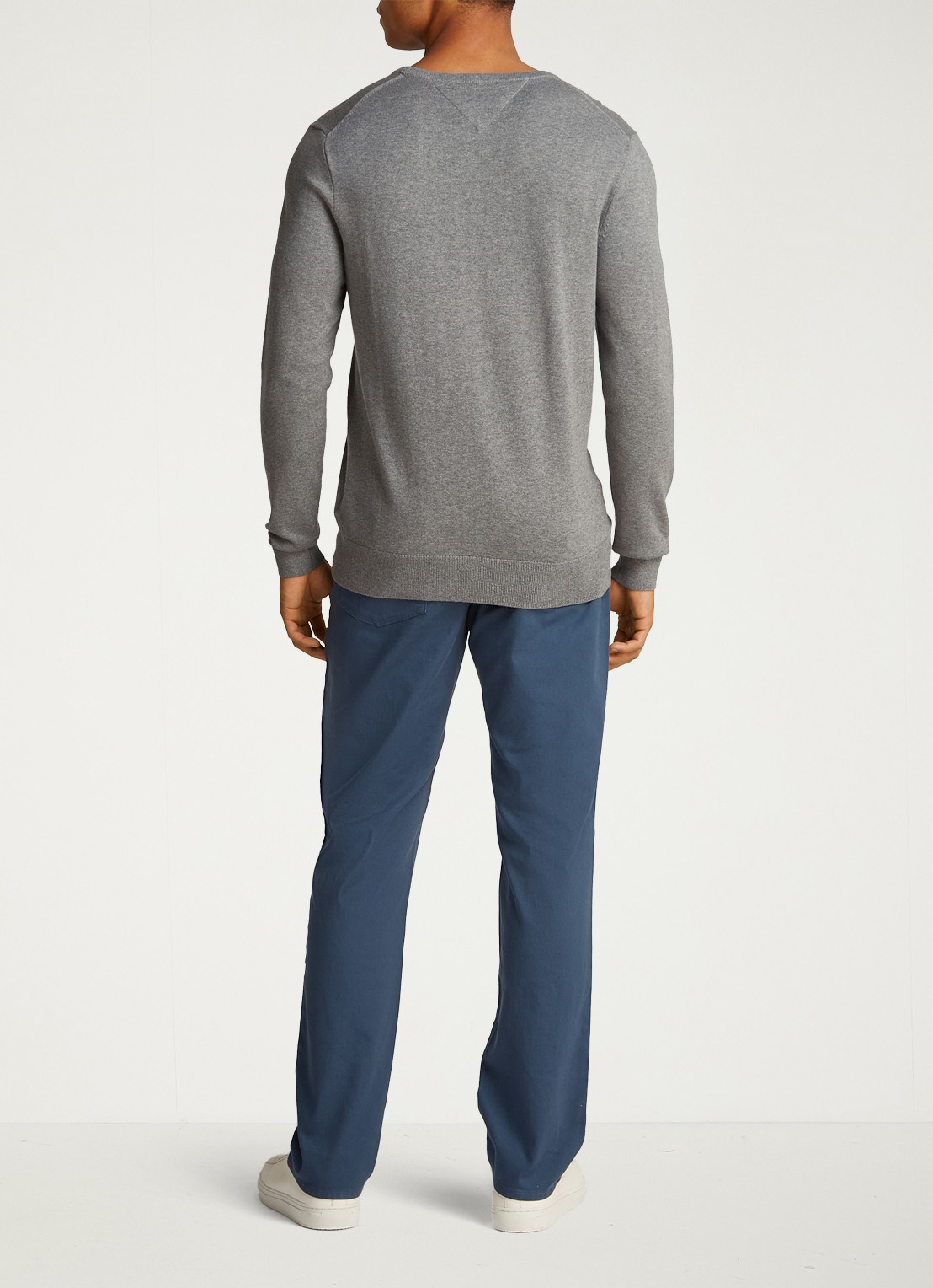 Tommy Hilfiger Essential fijngebreide pullover met logo - achterkant 5 grijsmele