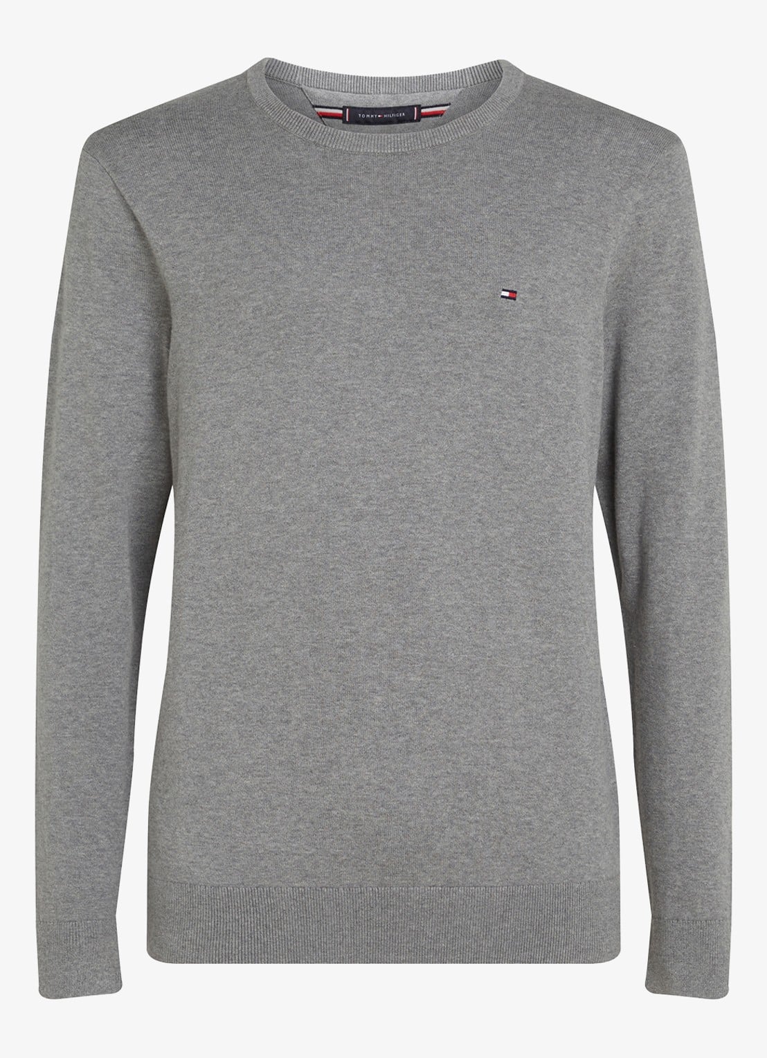 Tommy Hilfiger Essential fijngebreide pullover met logo - voorkant 7 grijsmele
