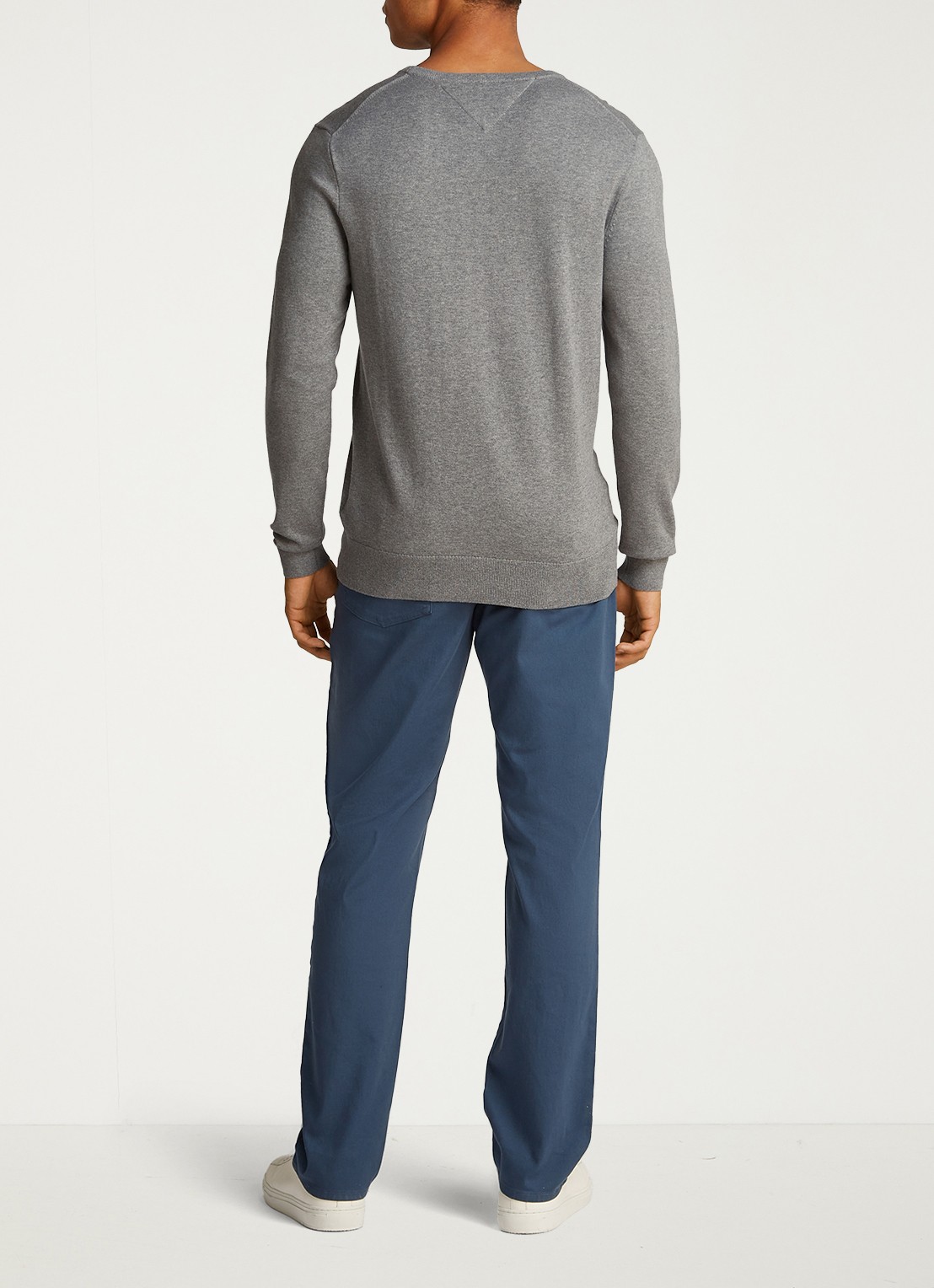Tommy Hilfiger Essential fijngebreide pullover met logo - achterkant 6 grijsmele