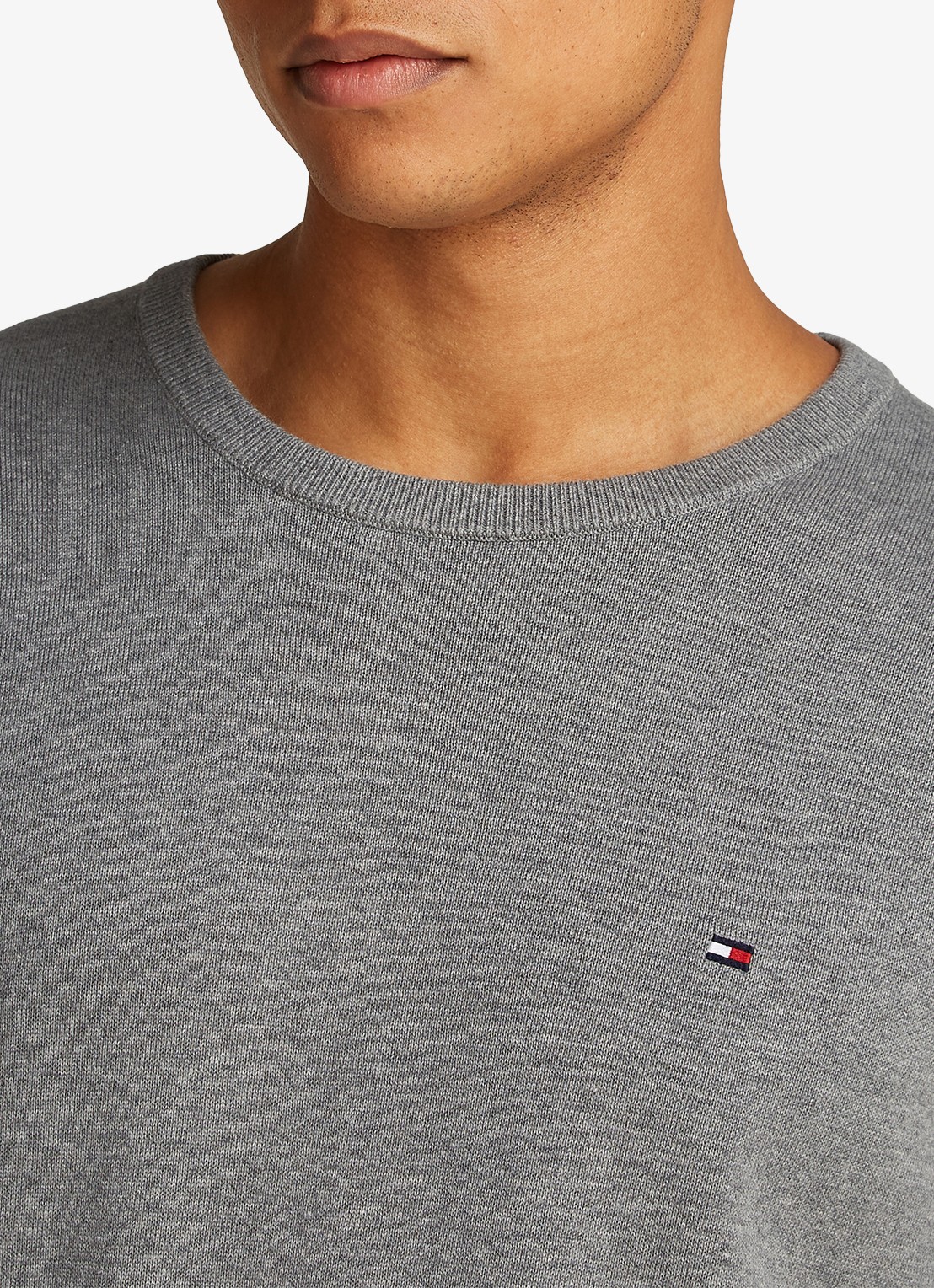Tommy Hilfiger Essential fijngebreide pullover met logo - detail 4 grijsmele