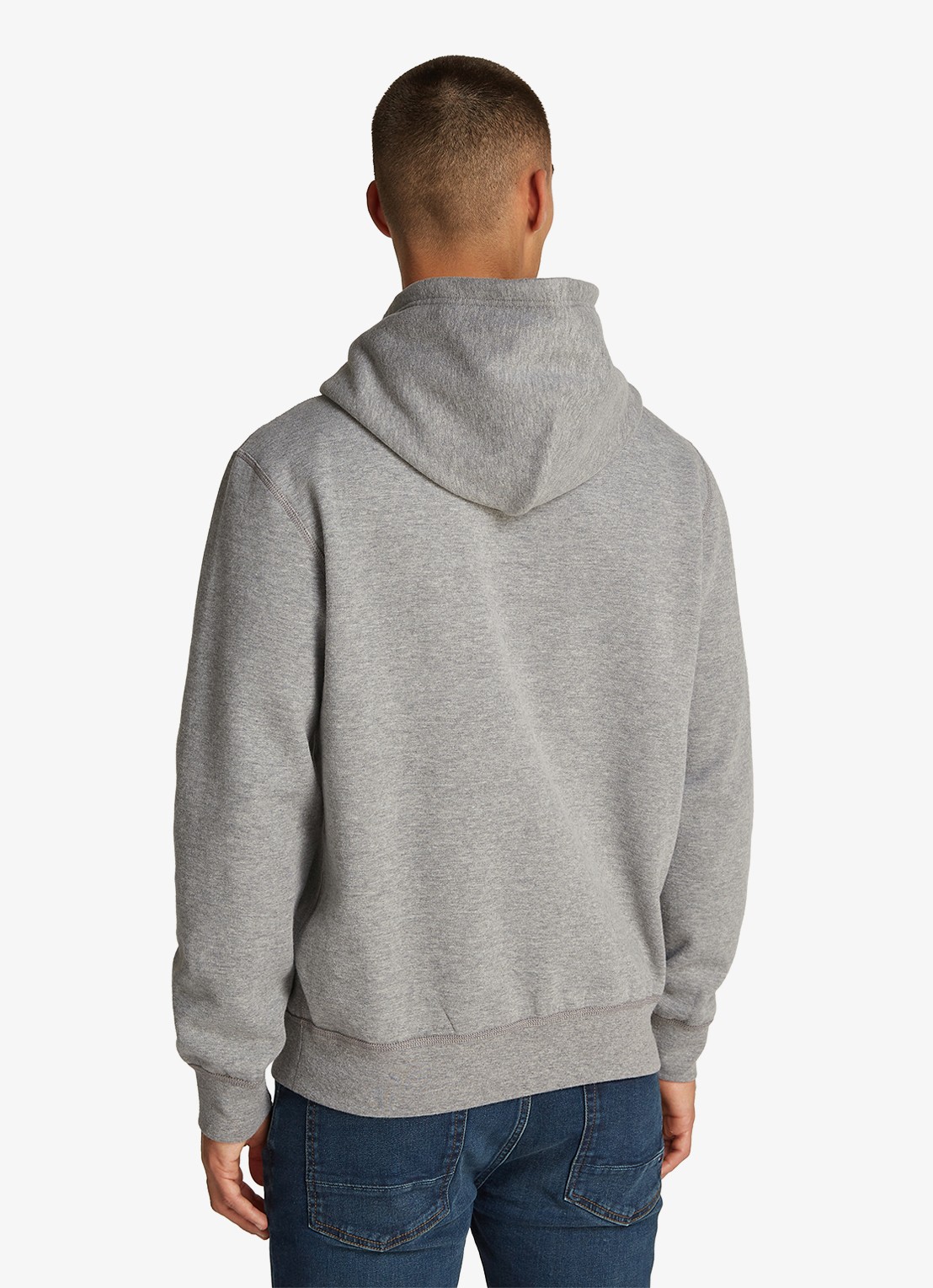 Tommy Hilfiger Essential hoodie met logoborduring - achterkant grijsmele