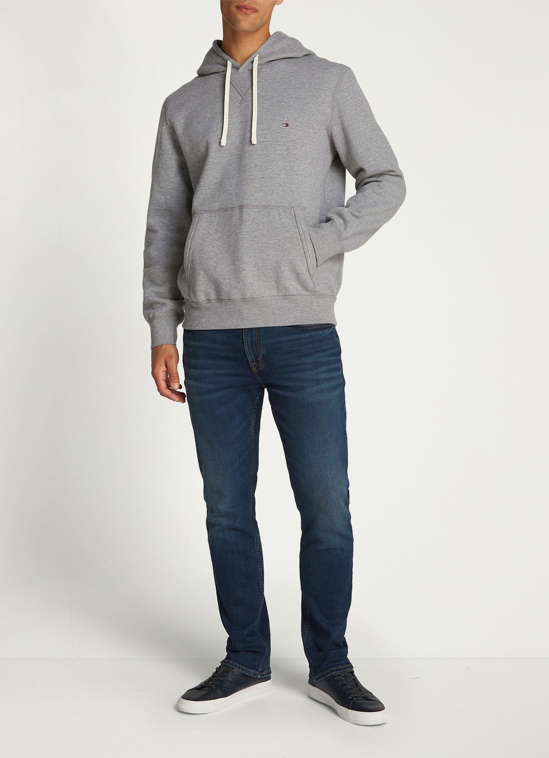 Tommy Hilfiger Essential hoodie met logoborduring - voorkant 6 grijsmele