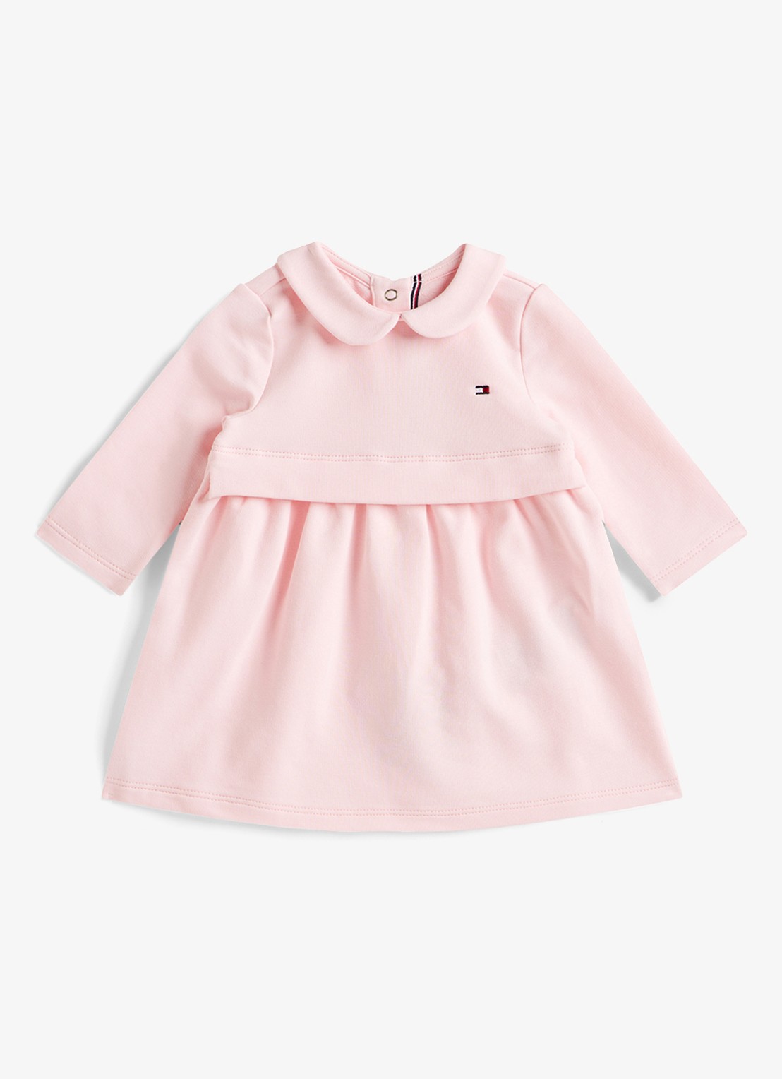 Tommy Hilfiger Essential jurk met lange mouwen - voorkant lichtroze