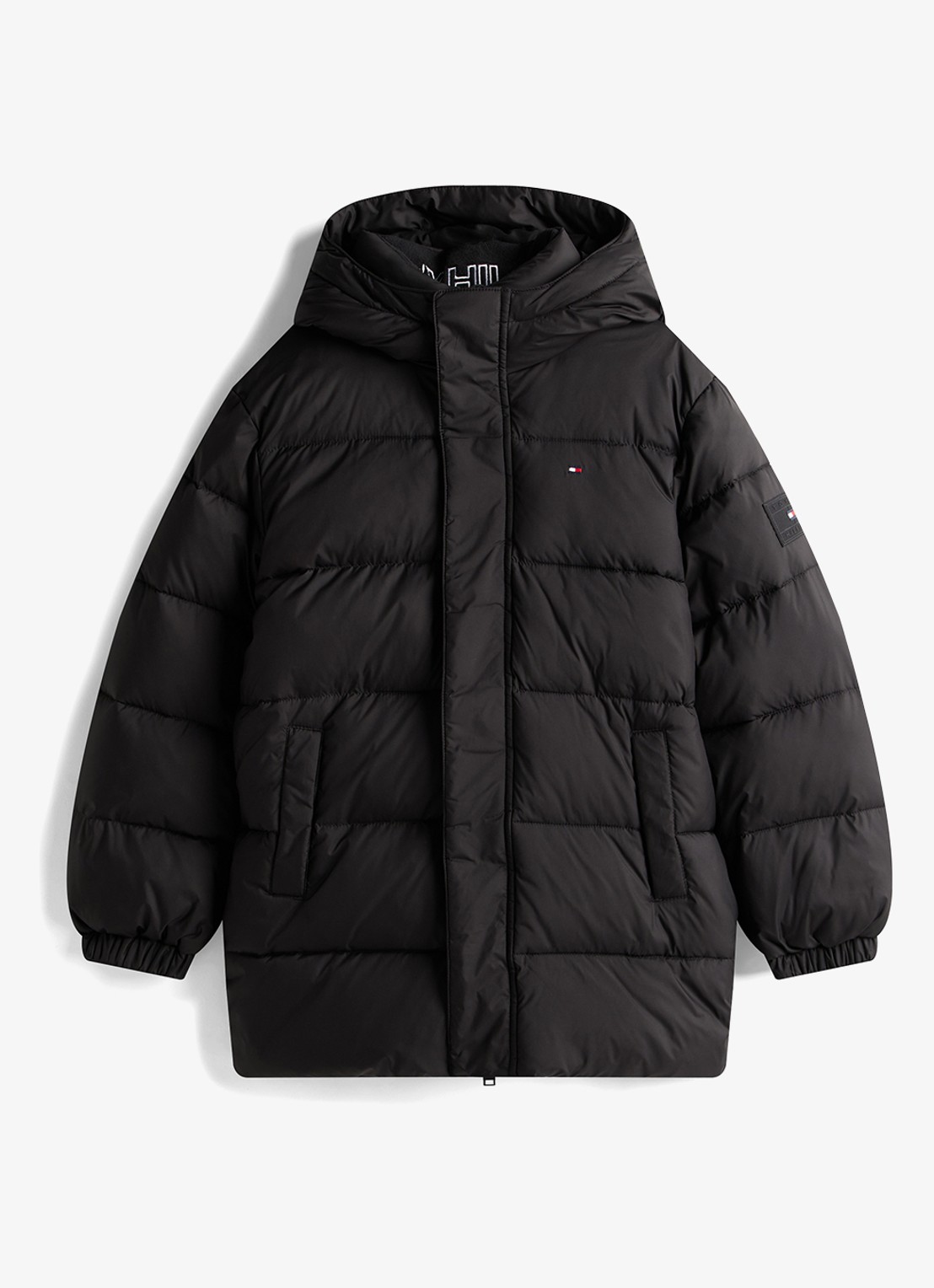 Tommy Hilfiger Essential parka met capuchon - voorkant 4 zwart