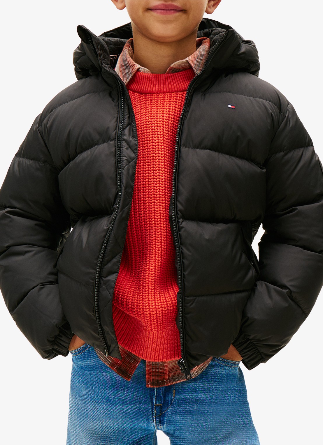 Tommy Hilfiger Essential puffer jas met capuchon - detail 2 zwart
