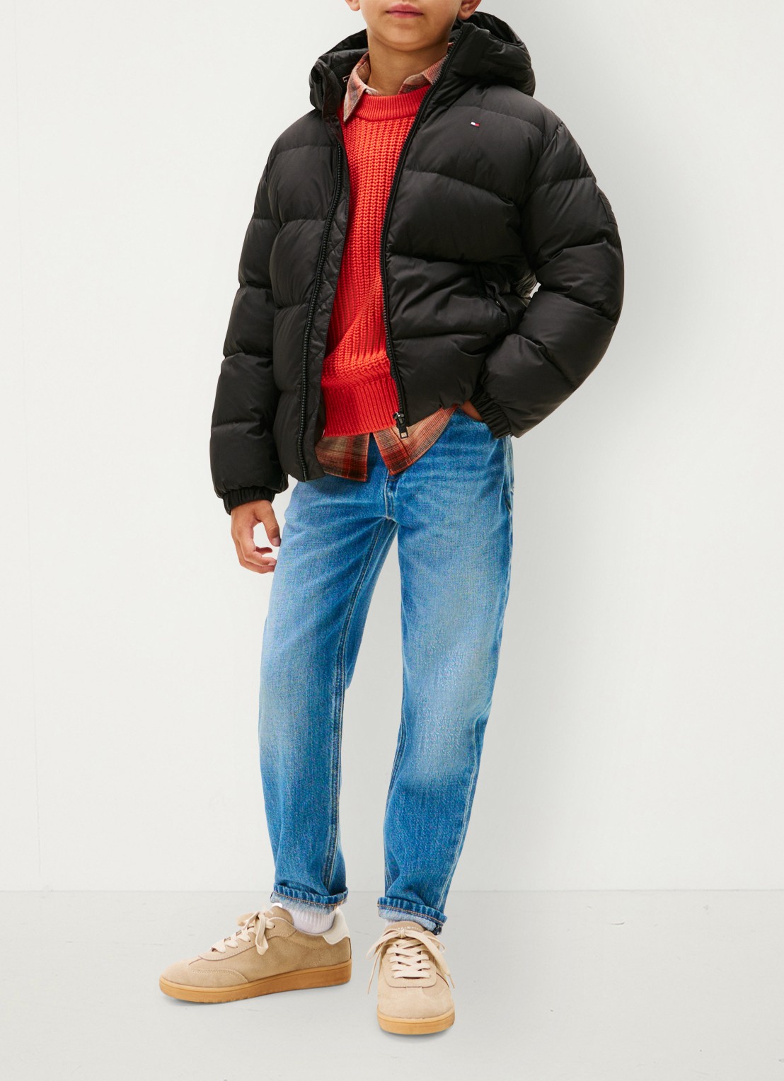 Tommy Hilfiger Essential puffer jas met capuchon - voorkant 5 zwart