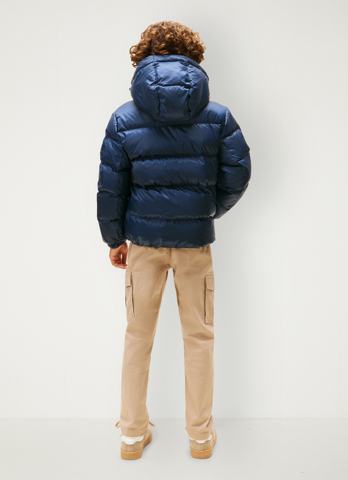 Tommy Hilfiger Essential puffer jas met capuchon - achterkant 6 donkerblauw