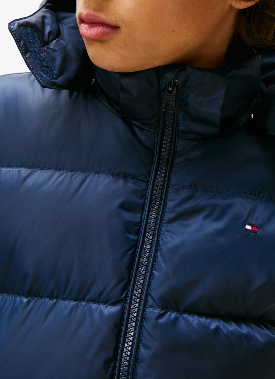 Tommy Hilfiger Essential puffer jas met capuchon - detail 5 donkerblauw