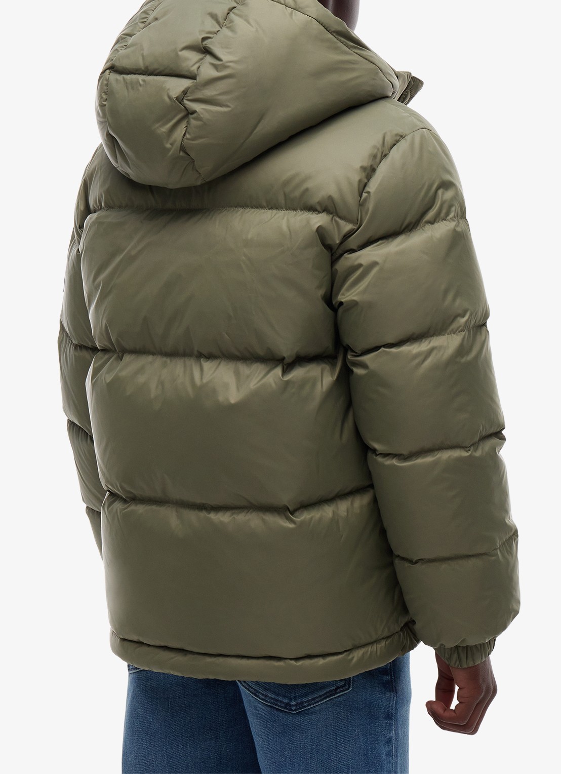 Tommy Hilfiger Essential puffer jas met capuchon - achterkant ghost fern-pli