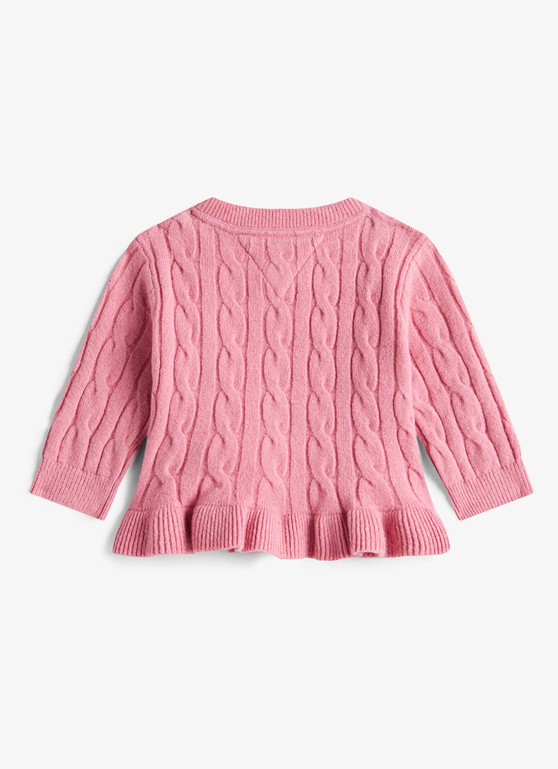 Tommy Hilfiger Essential Relaxed Ruffle Cable Knit Cardigan - voorkant 2 roze