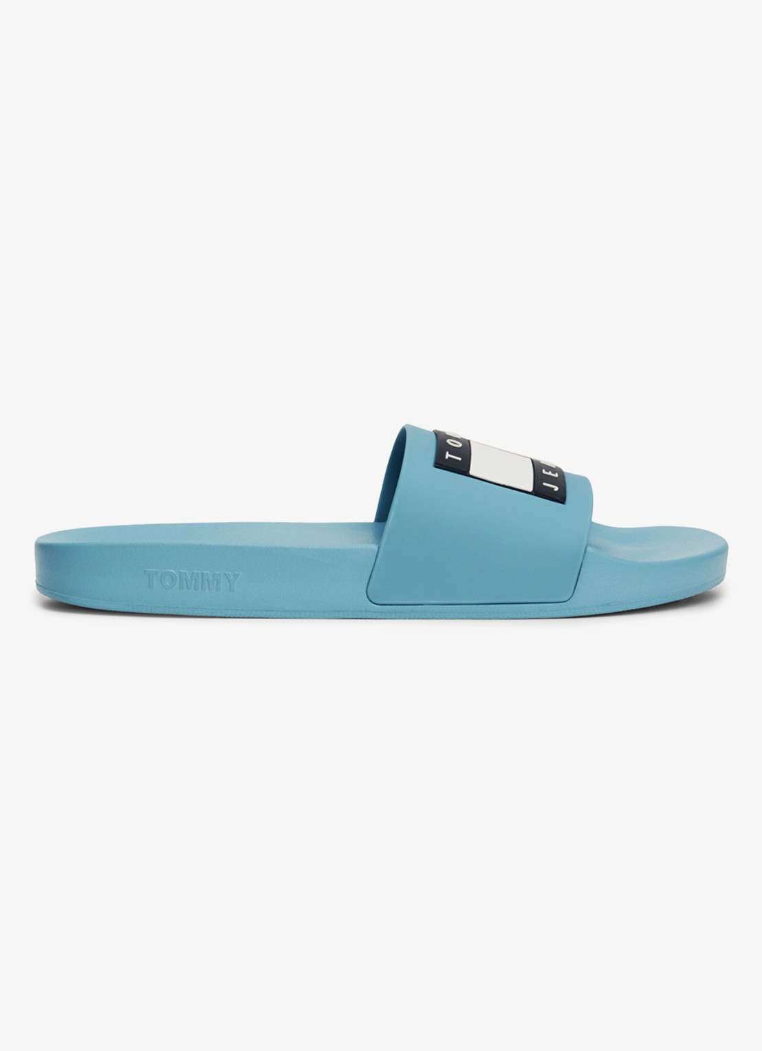 Tommy Hilfiger Essential slipper met logo - voorkant 2 lichtblauw