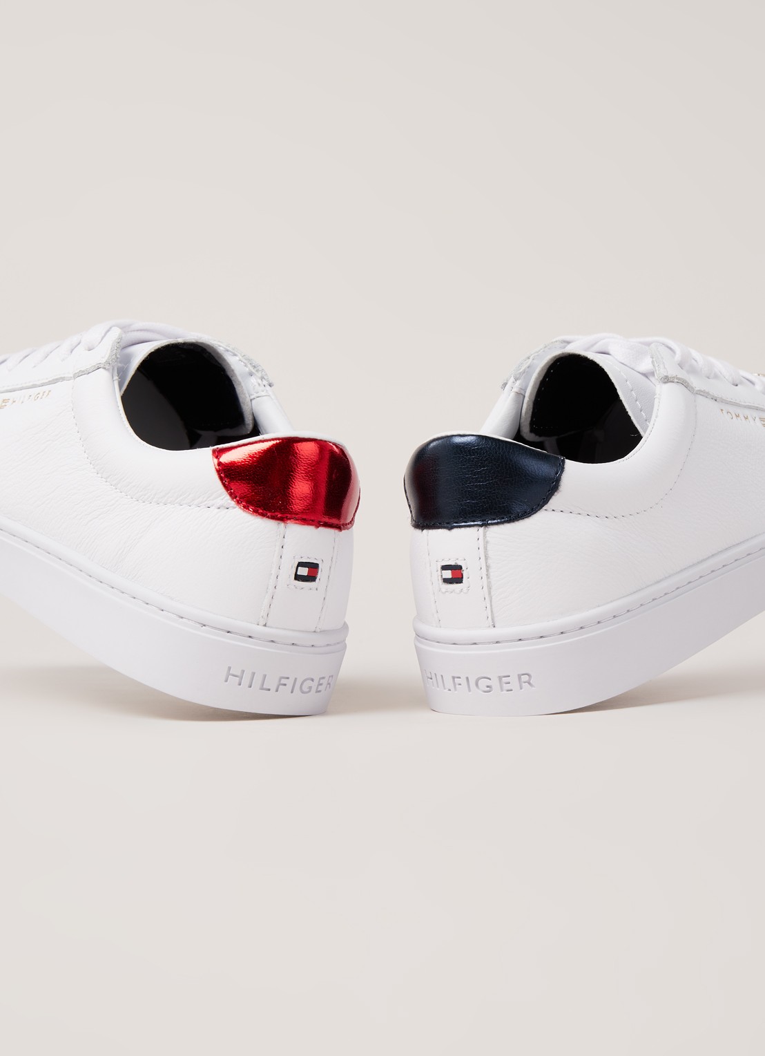 Tommy Hilfiger Essential sneaker van leer - detail wit
