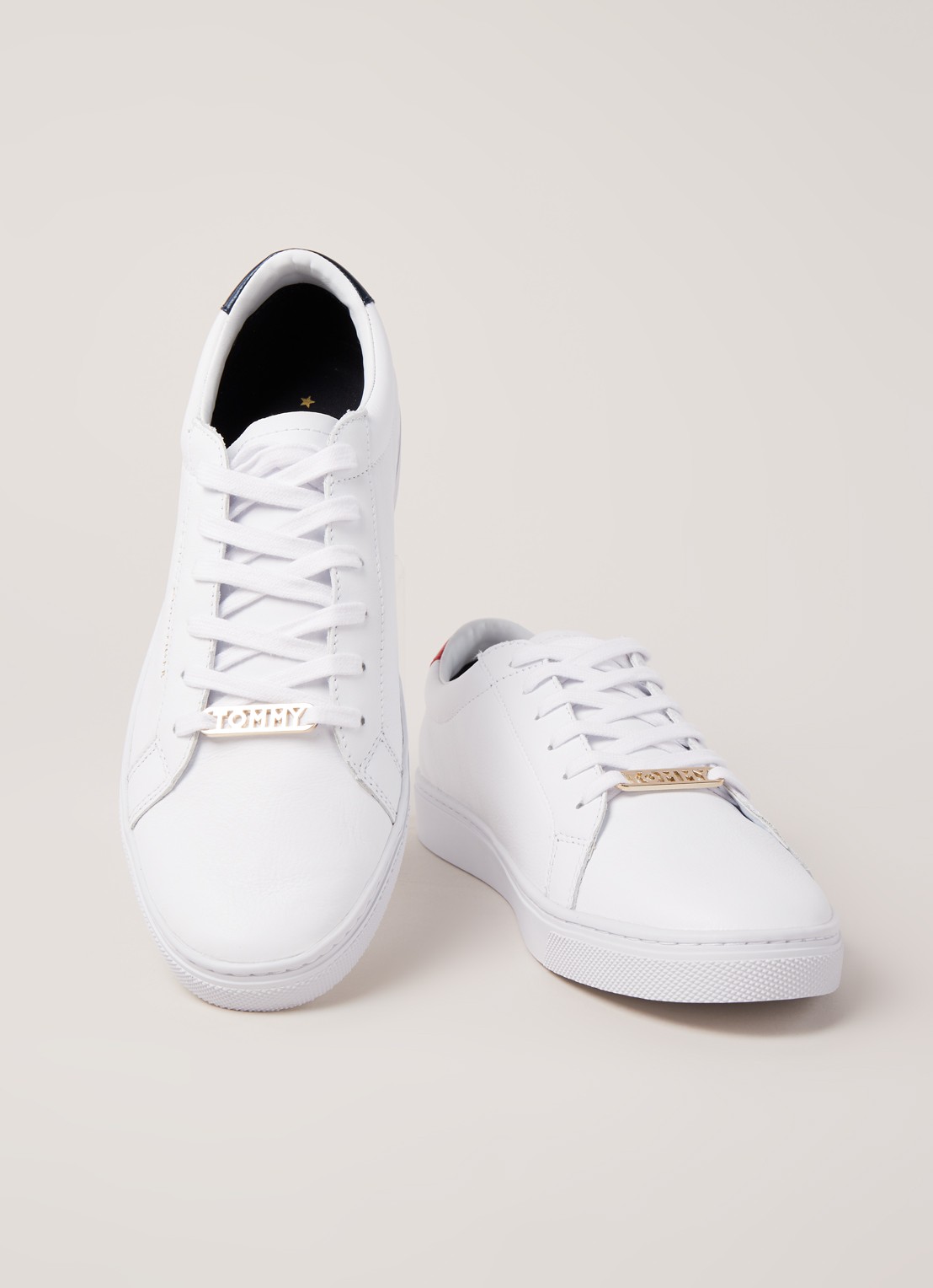 Tommy Hilfiger Essential sneaker van leer - detail 2 wit