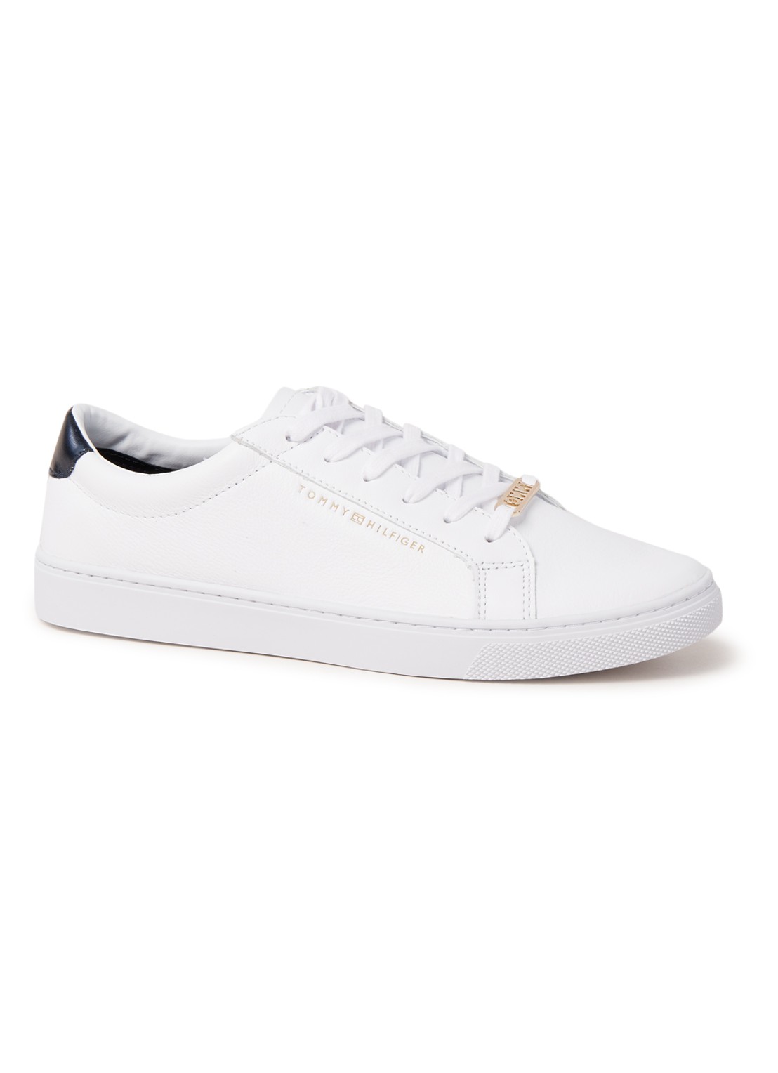 Tommy Hilfiger Essential sneaker van leer - voorkant 4 wit