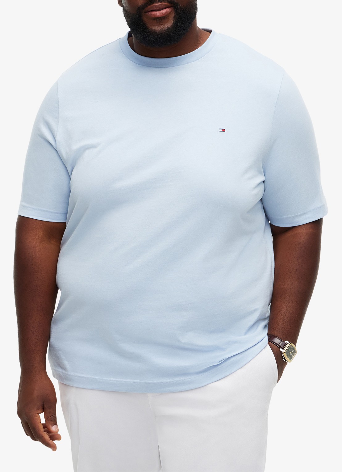 Tommy Hilfiger Essential T-shirt met ronde hals - detail lichtblauw