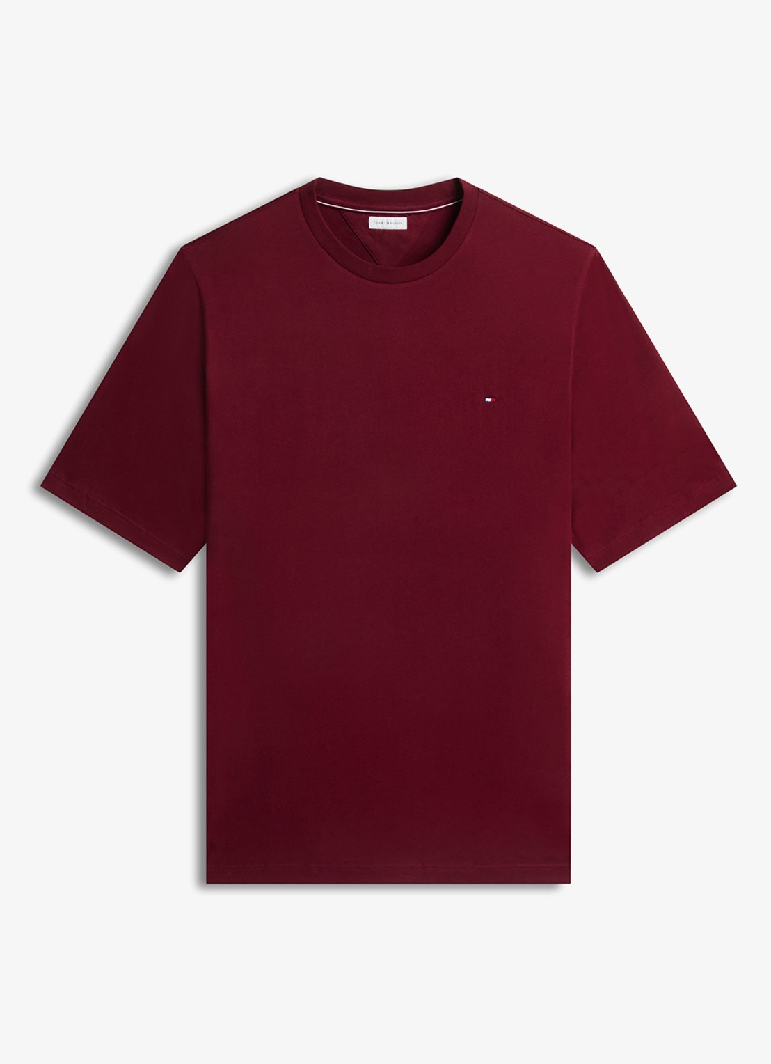 Tommy Hilfiger Essential T-shirt met ronde hals - voorkant bordeauxrood