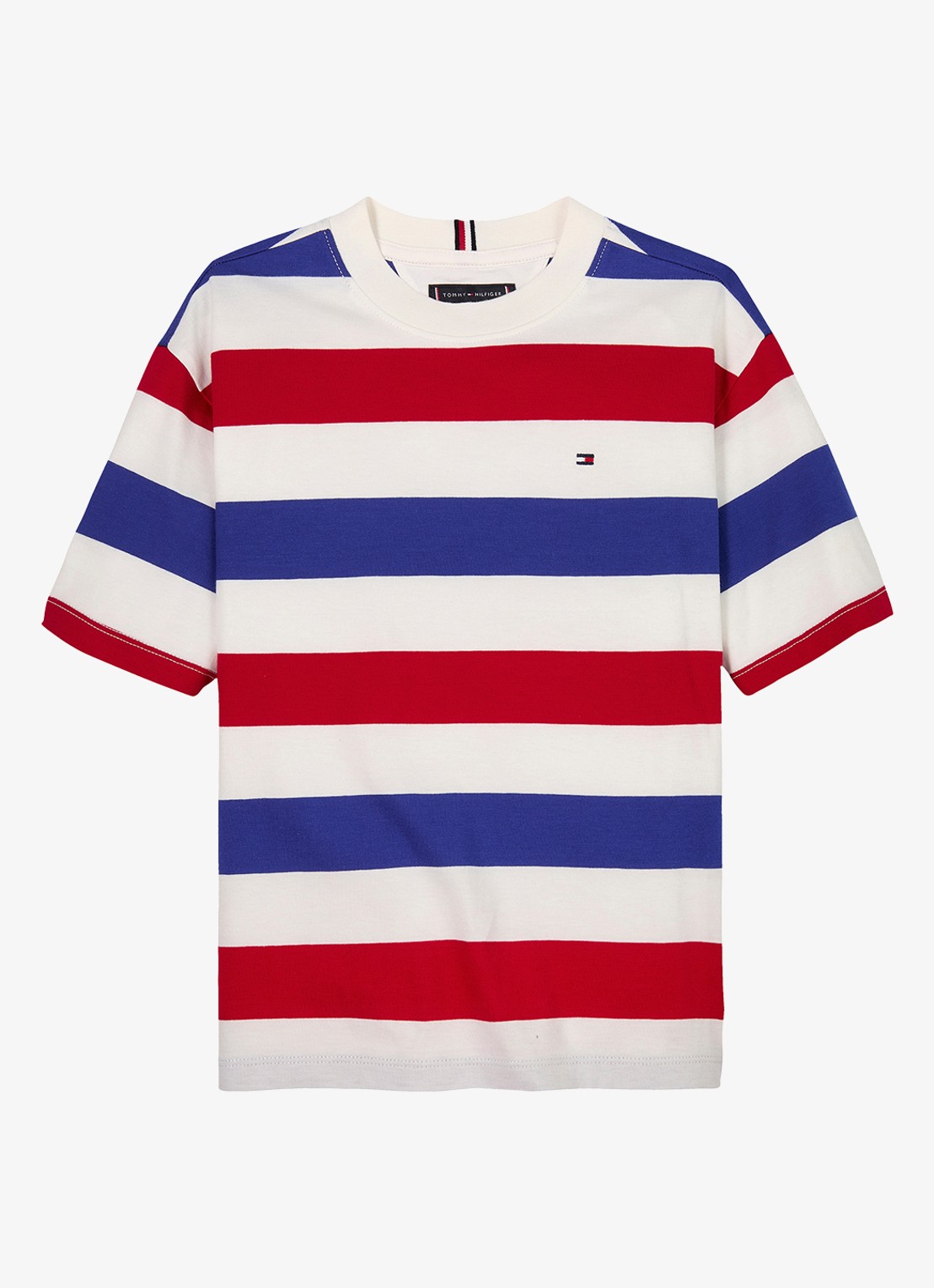 Tommy Hilfiger Essential T-shirt met streepprint - voorkant rood