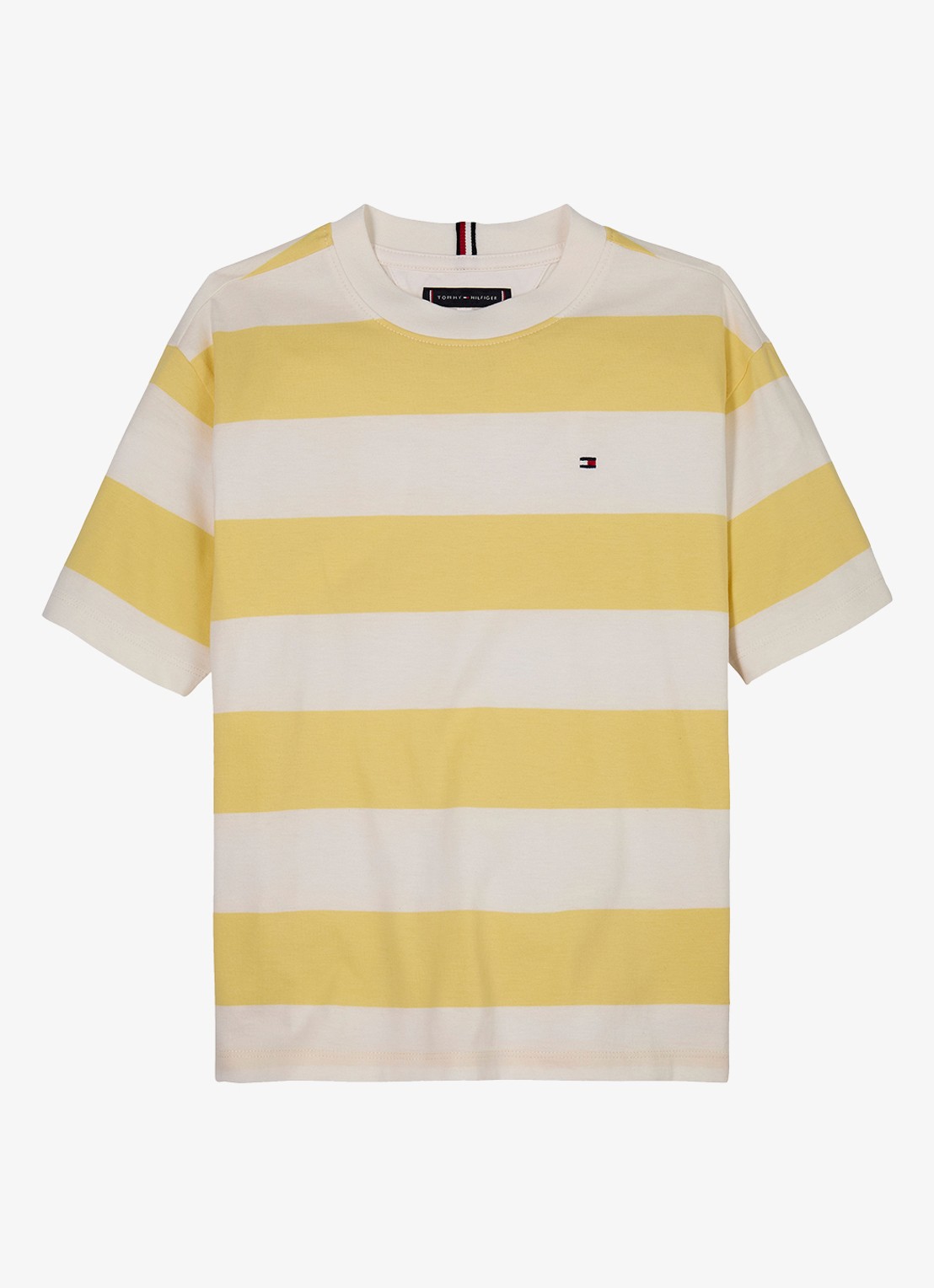 Tommy Hilfiger Essential T-shirt met streepprint - voorkant geel