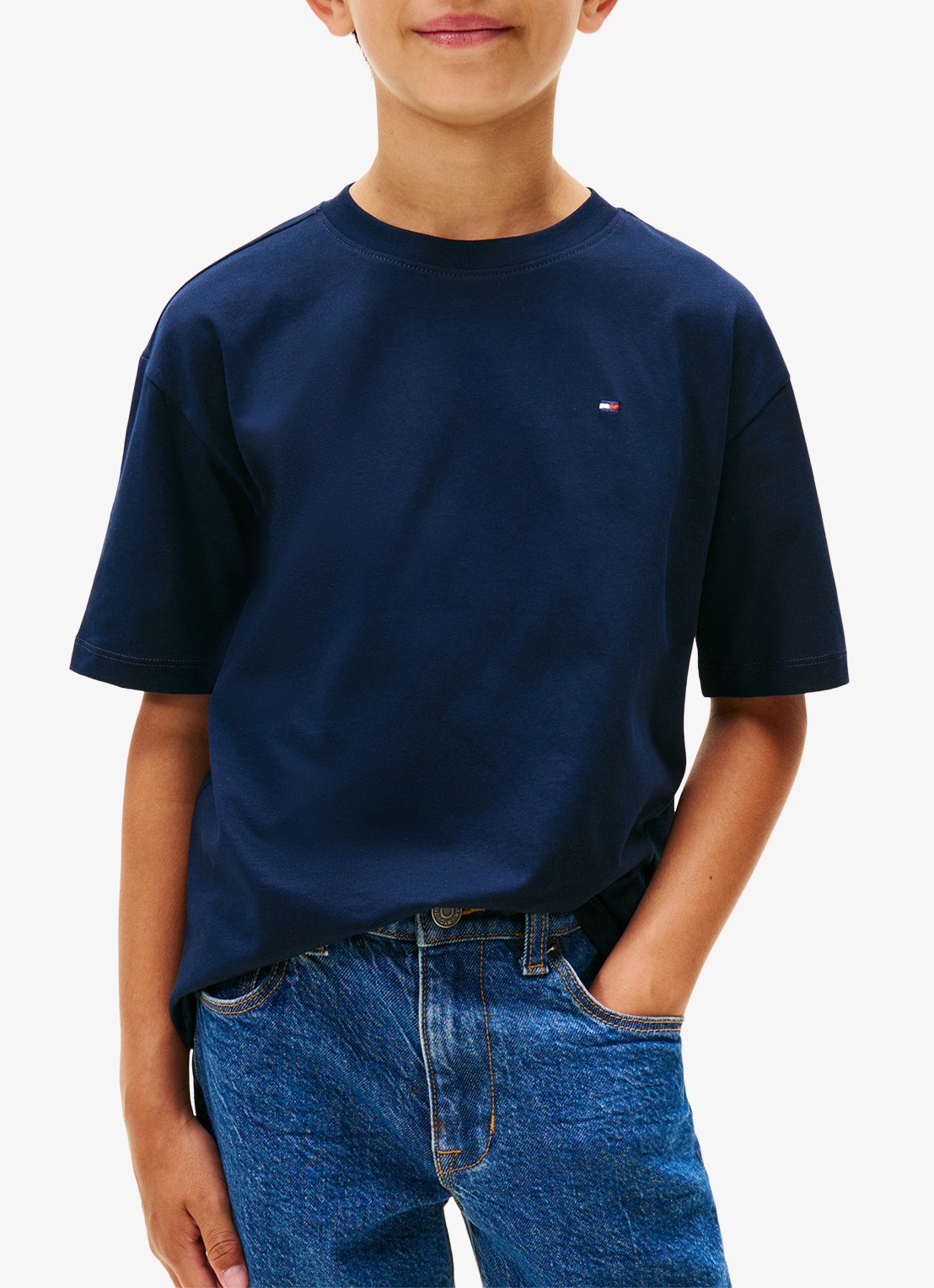 Tommy Hilfiger Essential T-shirt met streepprint - detail 4 dark night navy-c1g