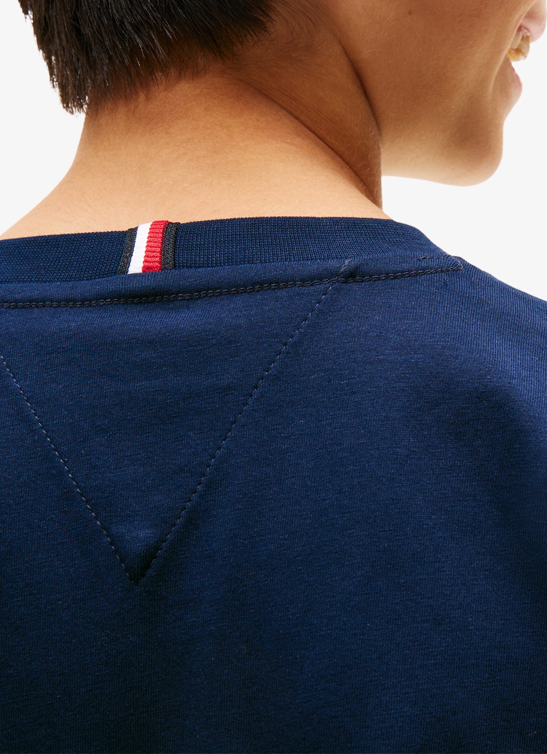 Tommy Hilfiger Essential T-shirt met streepprint - detail 5 dark night navy-c1g