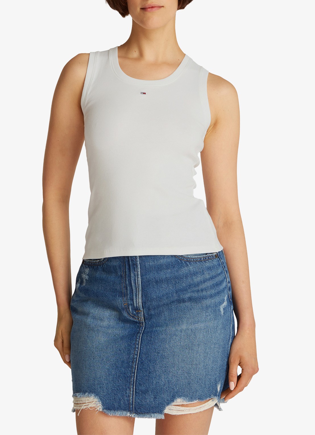 Tommy Hilfiger Essential tanktop met logo - detail 4 wit