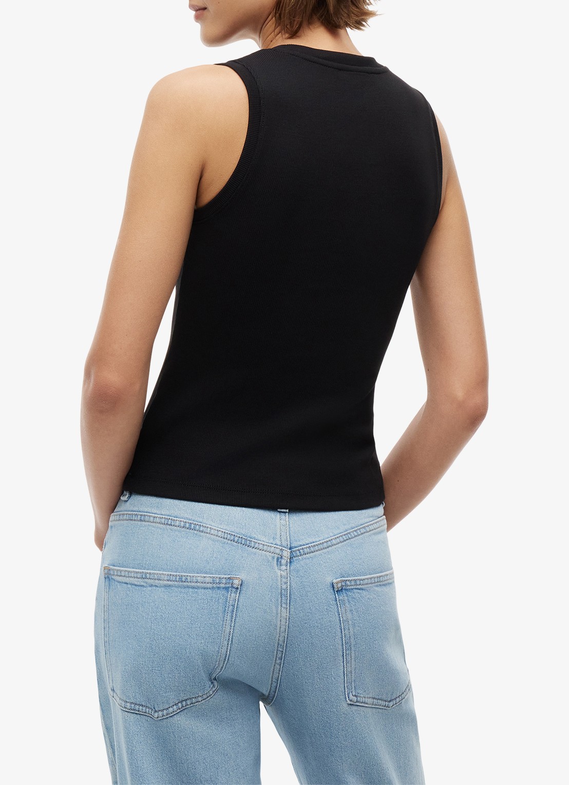 Tommy Hilfiger Essential tanktop met logo - achterkant zwart