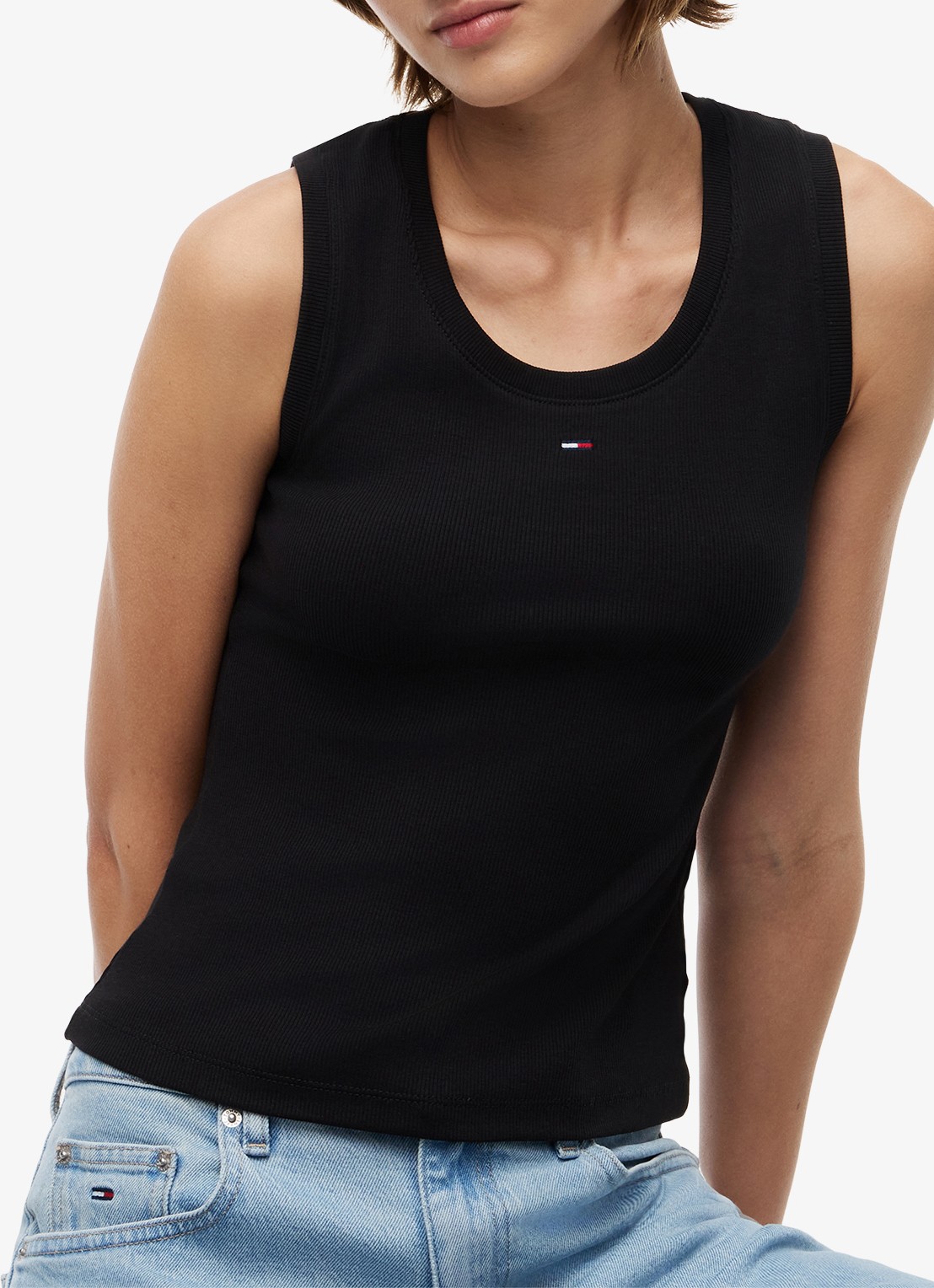 Tommy Hilfiger Essential tanktop met logo - detail 3 zwart