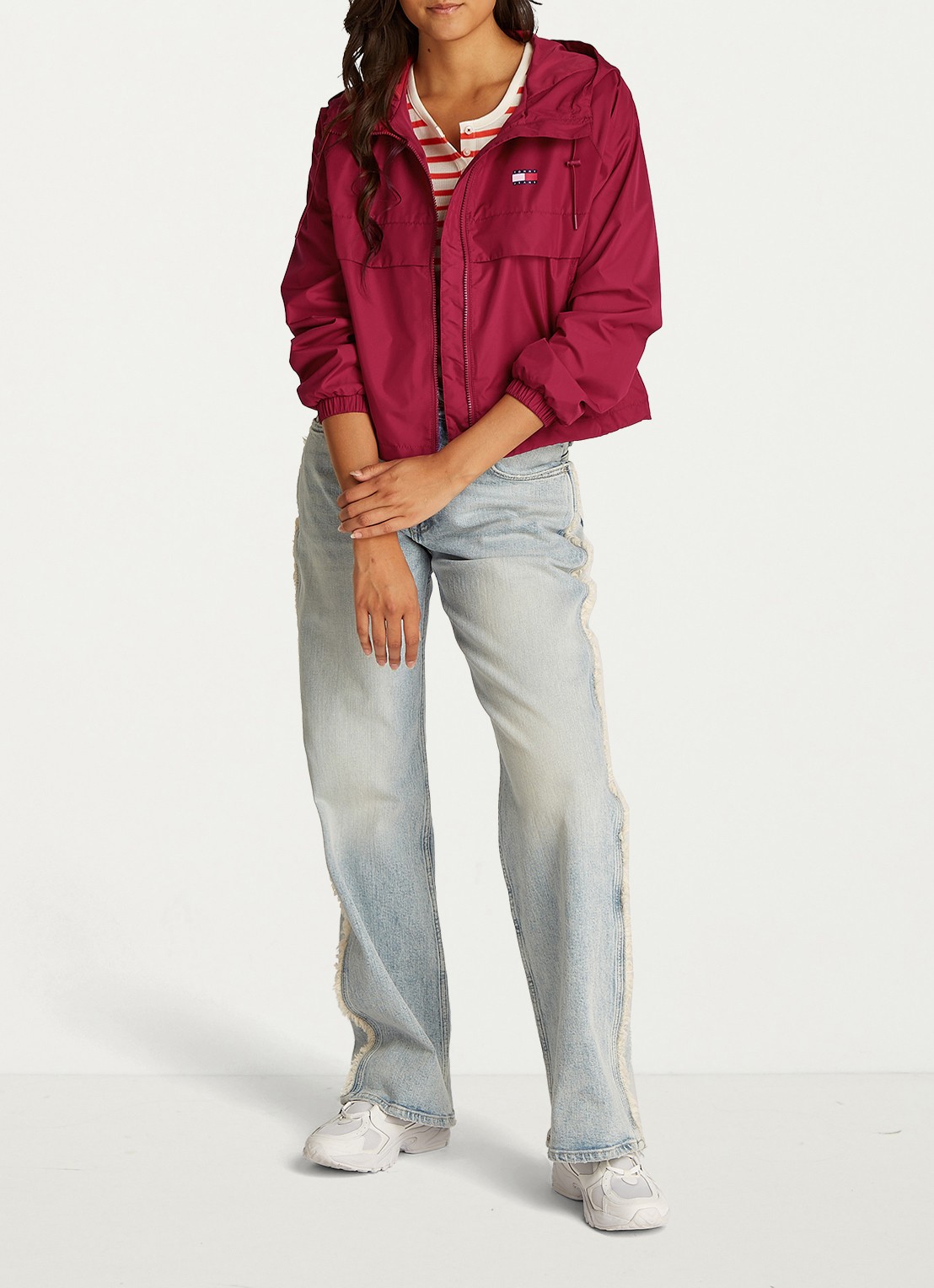 Tommy Hilfiger Essential windbreaker met steekzakken - voorkant 7 kersenrood
