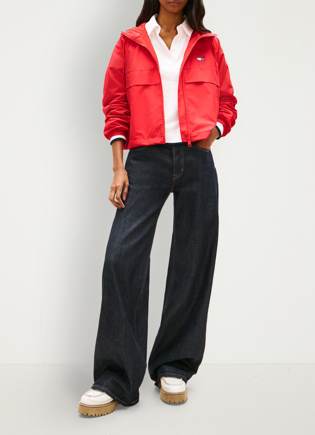Tommy Hilfiger Essential windbreaker met steekzakken - voorkant 4 oranjerood