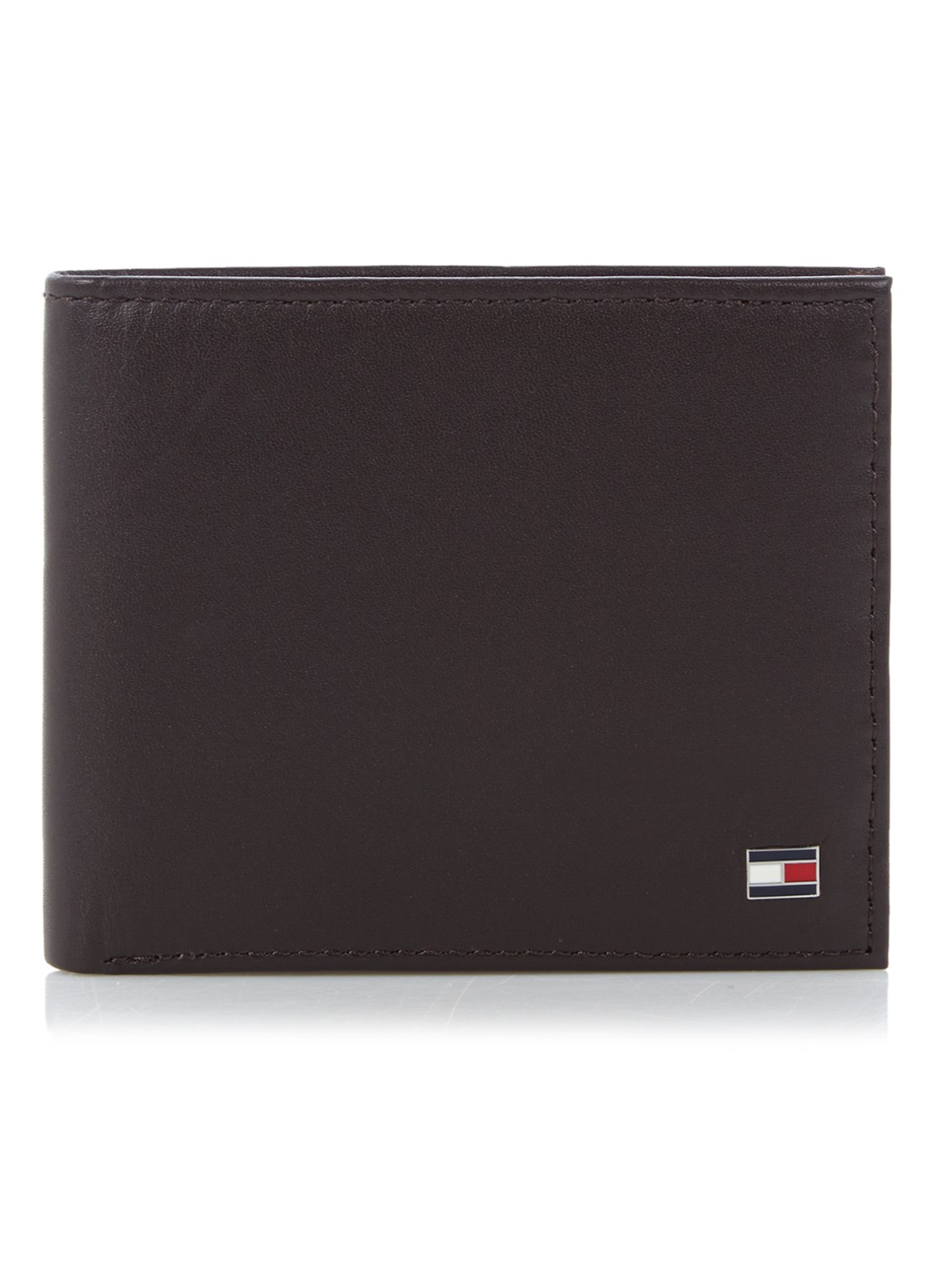 Tommy Hilfiger Eton portemonnee van leer - voorkant donkerbruin