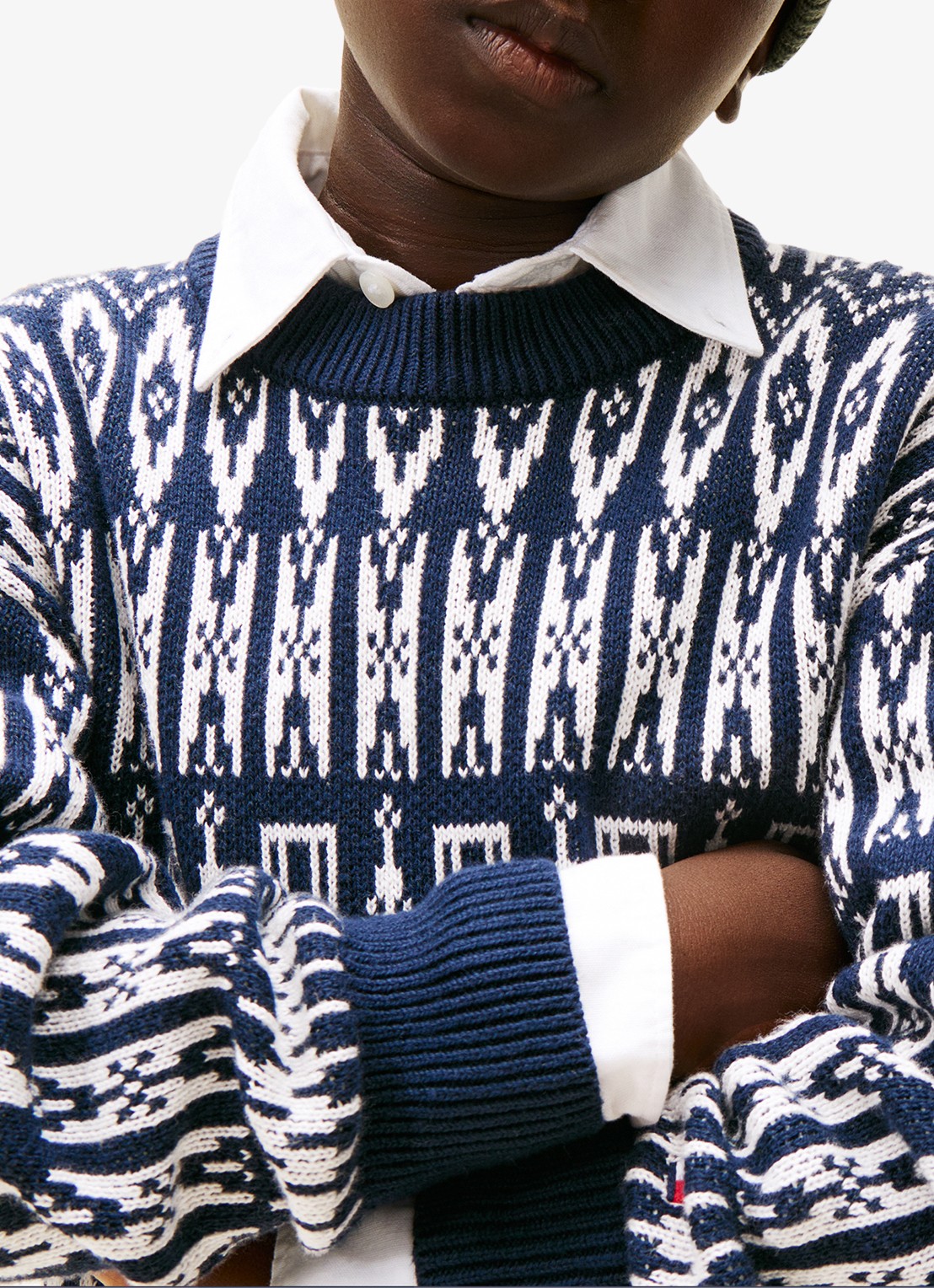 Tommy Hilfiger Fair Isle fijngebreide pullover met ingbreid patroon - detail 5 donkerblauw