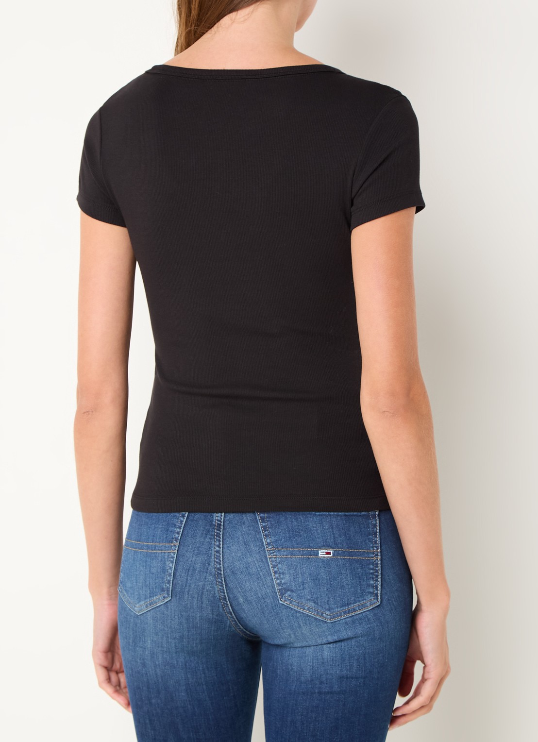 Tommy Hilfiger Fijngebreid T-shirt met logo - achterkant 2 zwart