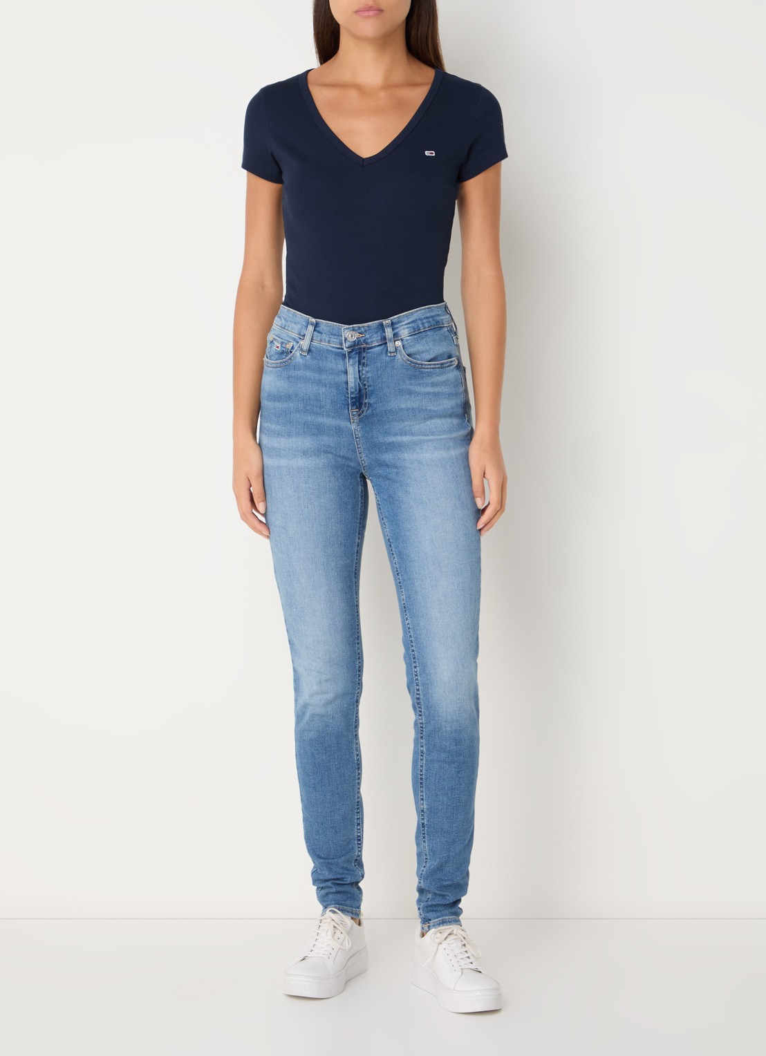 Tommy Hilfiger Fijngebreid T-shirt met logo - voorkant 2 donkerblauw