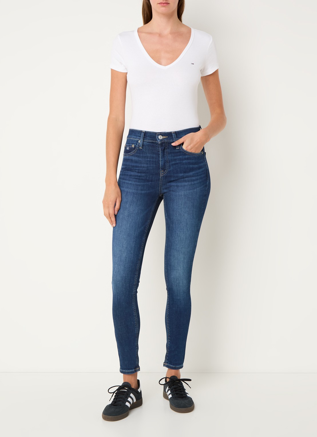 Tommy Hilfiger Fijngebreid T-shirt met logo - voorkant 2 wit