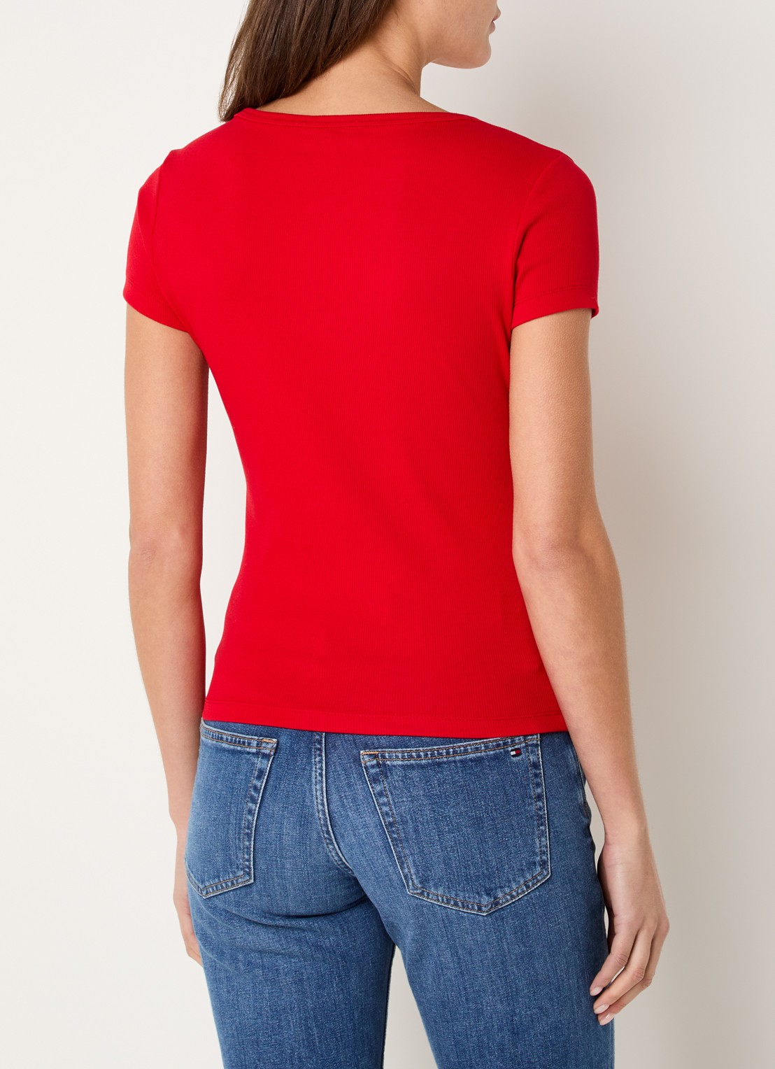 Tommy Hilfiger Fijngebreid T-shirt met logo - achterkant 4 rood