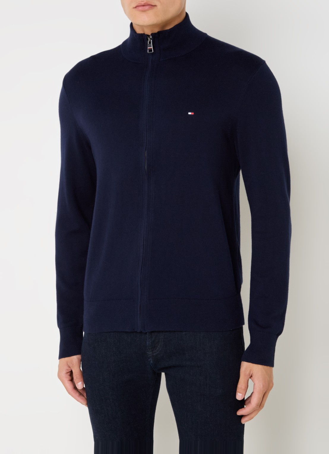 Tommy Hilfiger Fijngebreid vest in kasjmierblend met logoborduring  - detail 3 donkerblauw