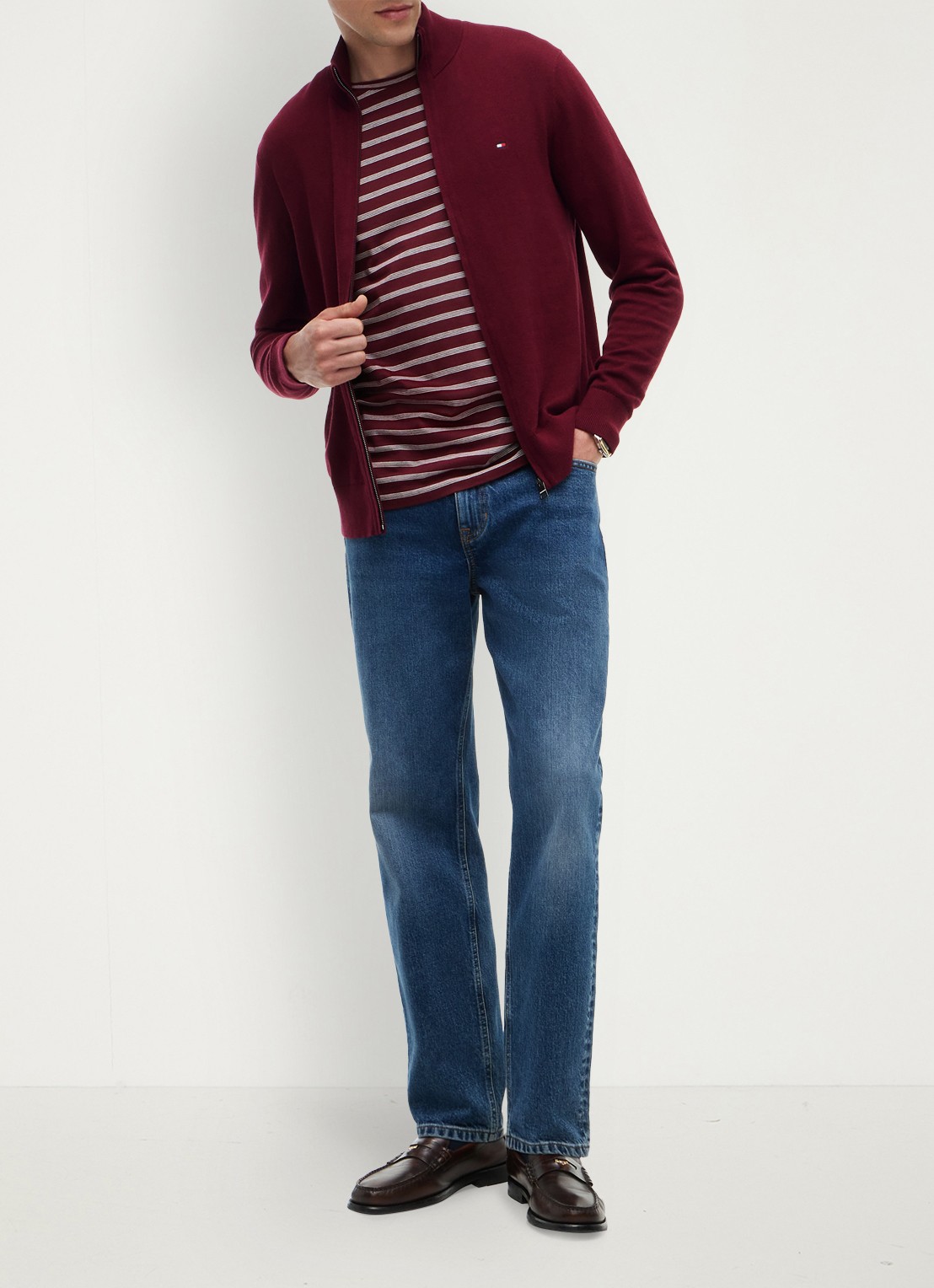 Tommy Hilfiger Fijngebreid vest in kasjmierblend met logoborduring  - voorkant 5 rood