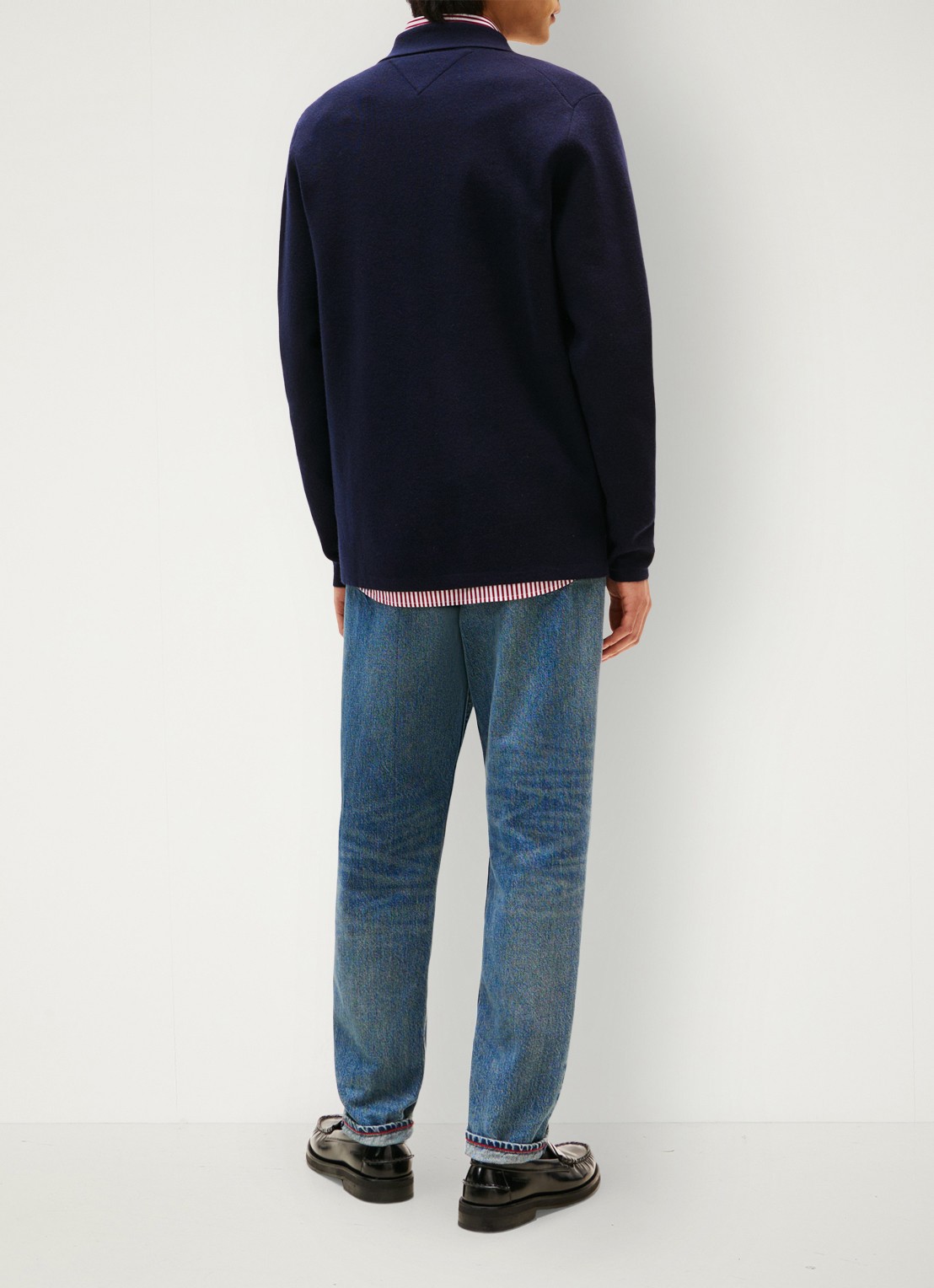 Tommy Hilfiger Fijngebreid vest in wolblend - achterkant blauw