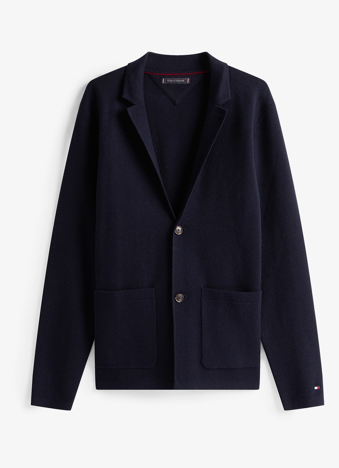 Tommy Hilfiger Fijngebreid vest in wolblend - voorkant 2 blauw