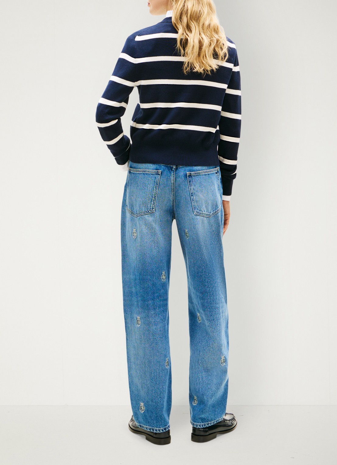 Tommy Hilfiger Fijngebreid vest met streepprint - achterkant 3 donkerblauw