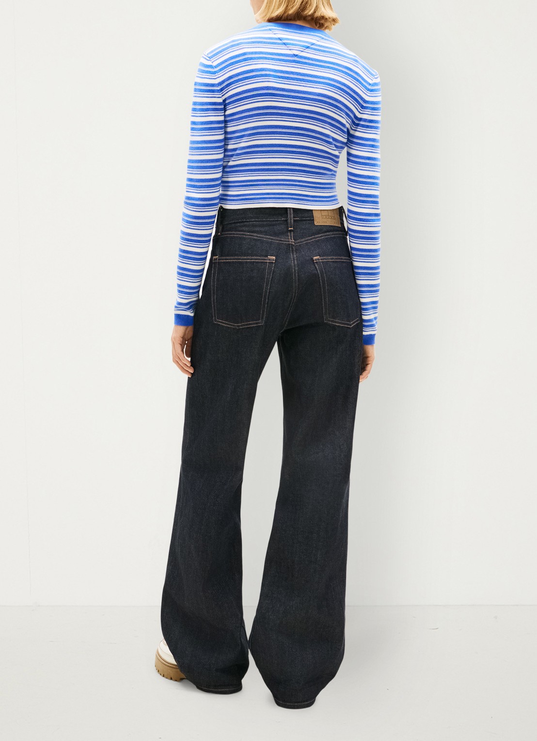 Tommy Hilfiger Fijngebreid vest met streepprint - achterkant 3 blauw