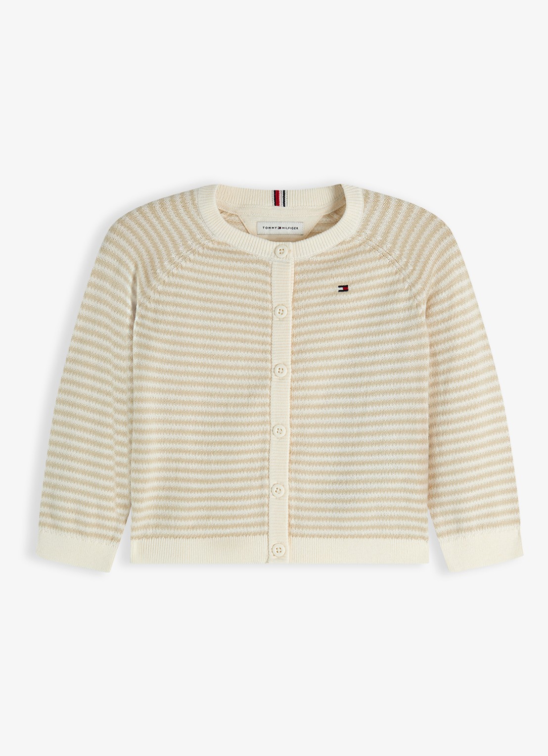 Tommy Hilfiger Fijngebreid vest met streepprint - voorkant 3 ivoor