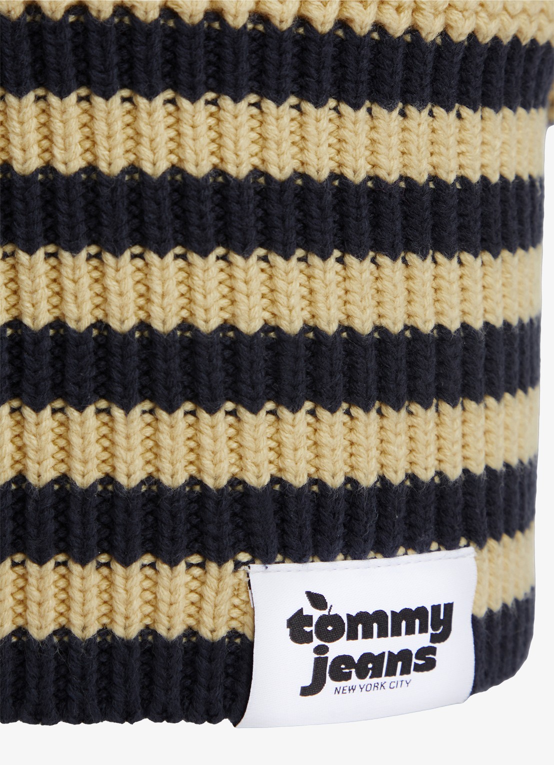 Tommy Hilfiger Fijngebreide muts met streepdessin  - detail geel
