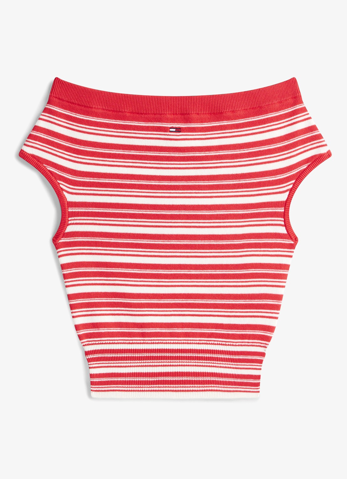 Tommy Hilfiger Fijngebreide off-shoulder top met streepprint - voorkant 2 rood